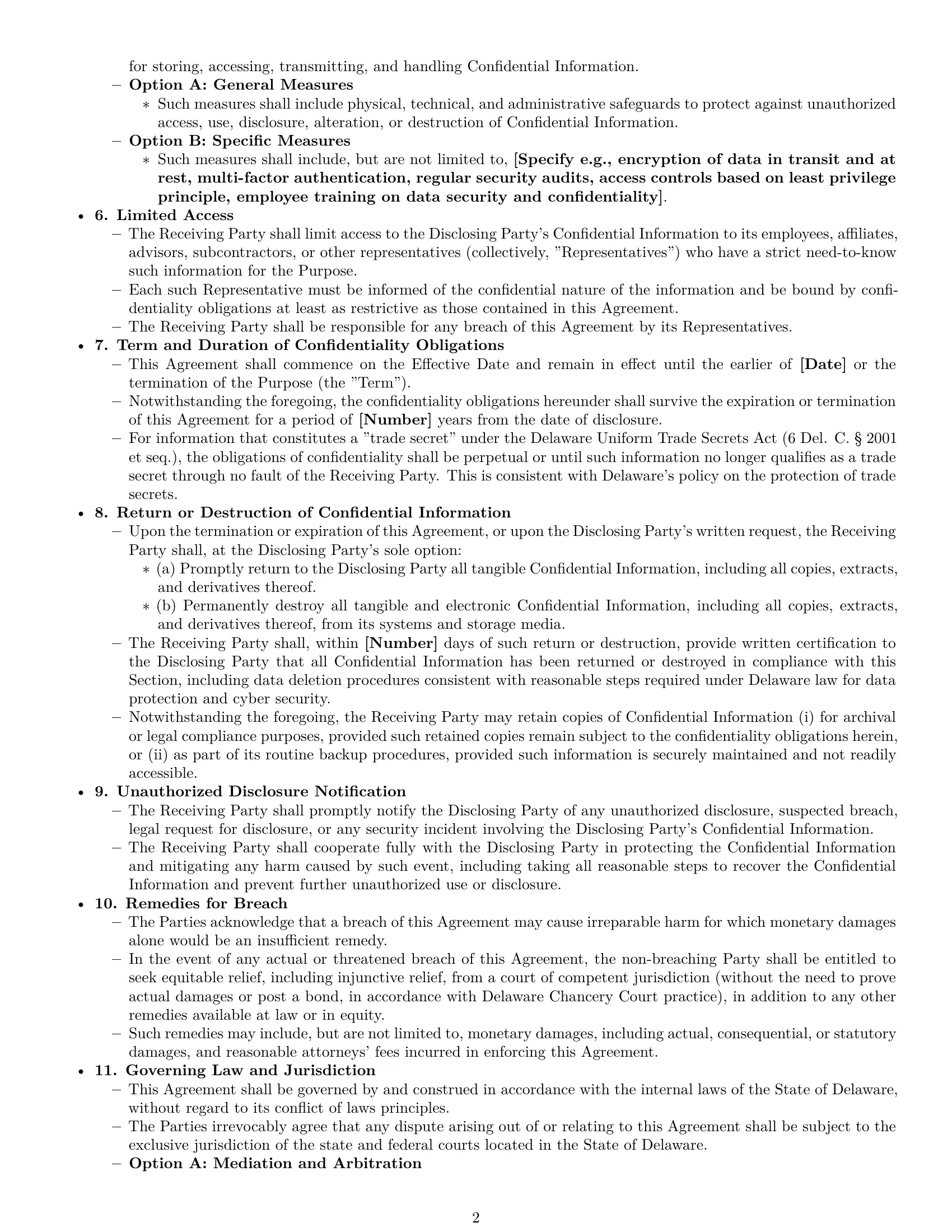 Preview page 2 of Pro Delaware mutual nda template