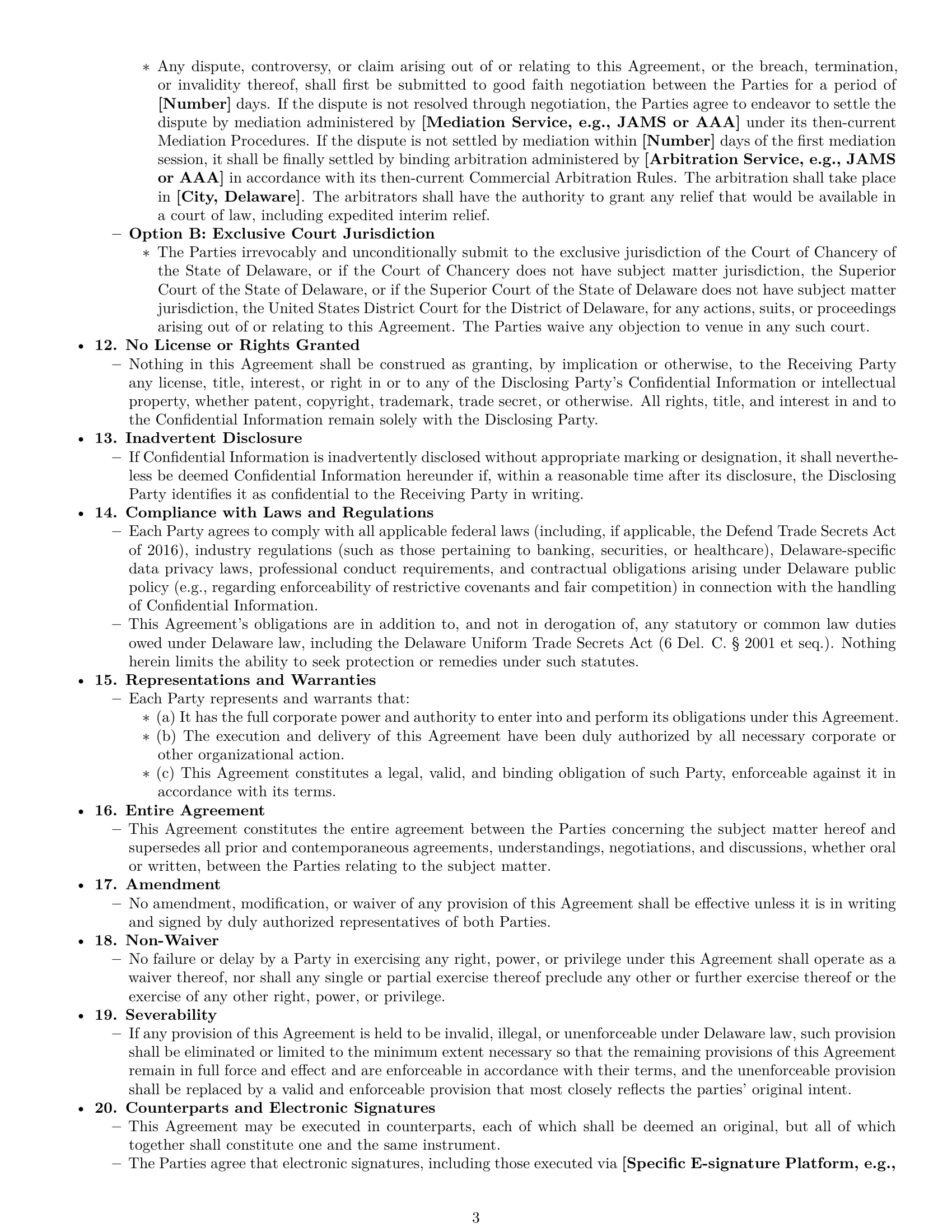 Preview page 3 of Pro Delaware mutual nda template