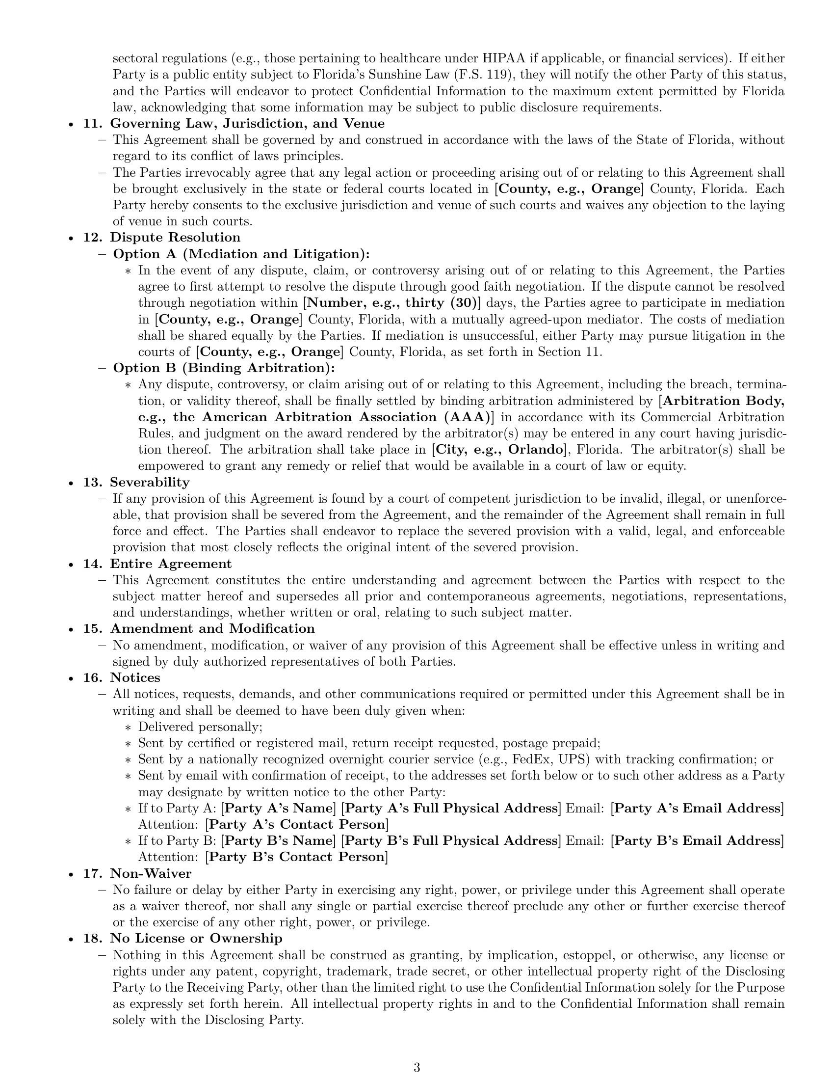 Preview page 3 of Pro Florida mutual nda template