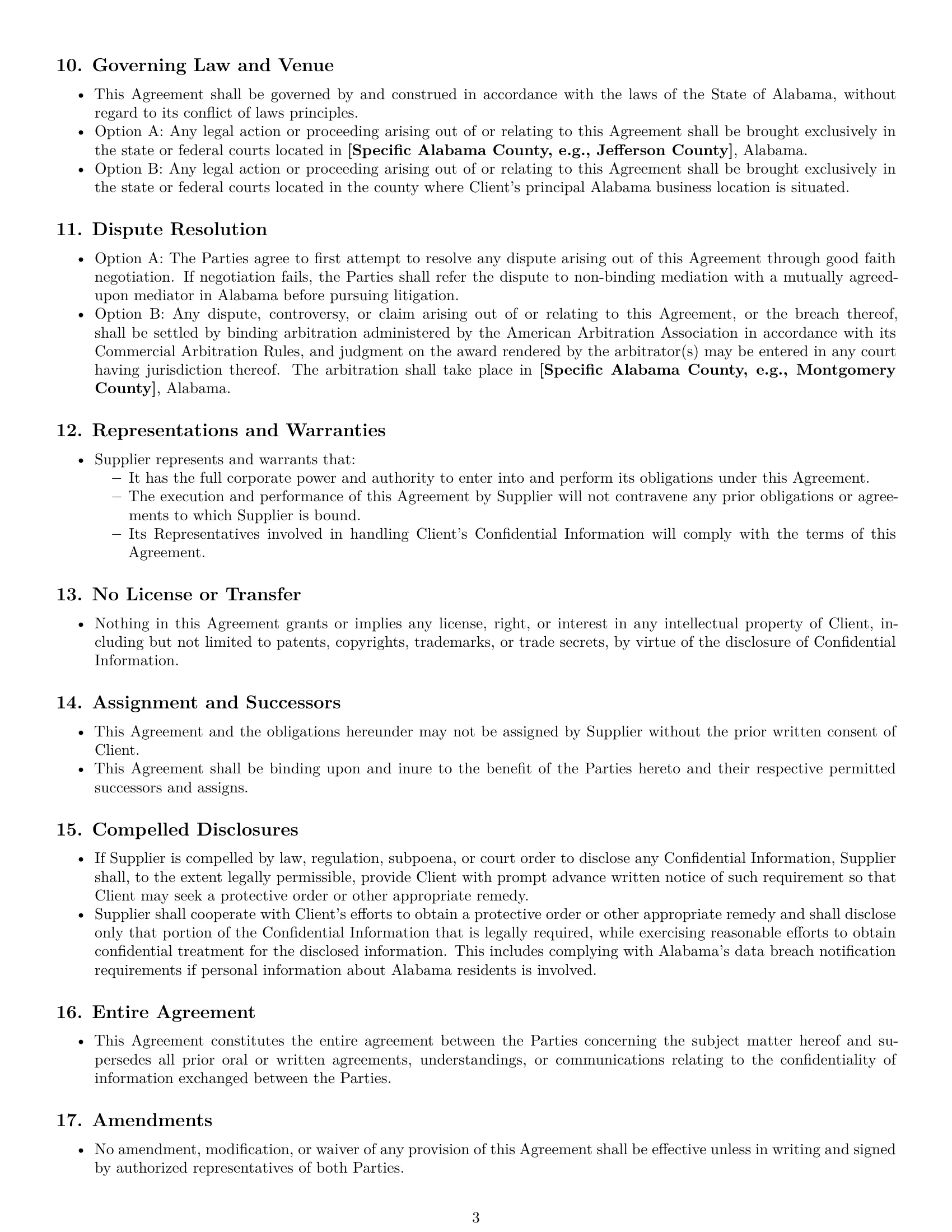 Preview page 3 of Pro Alabama supplier nda template