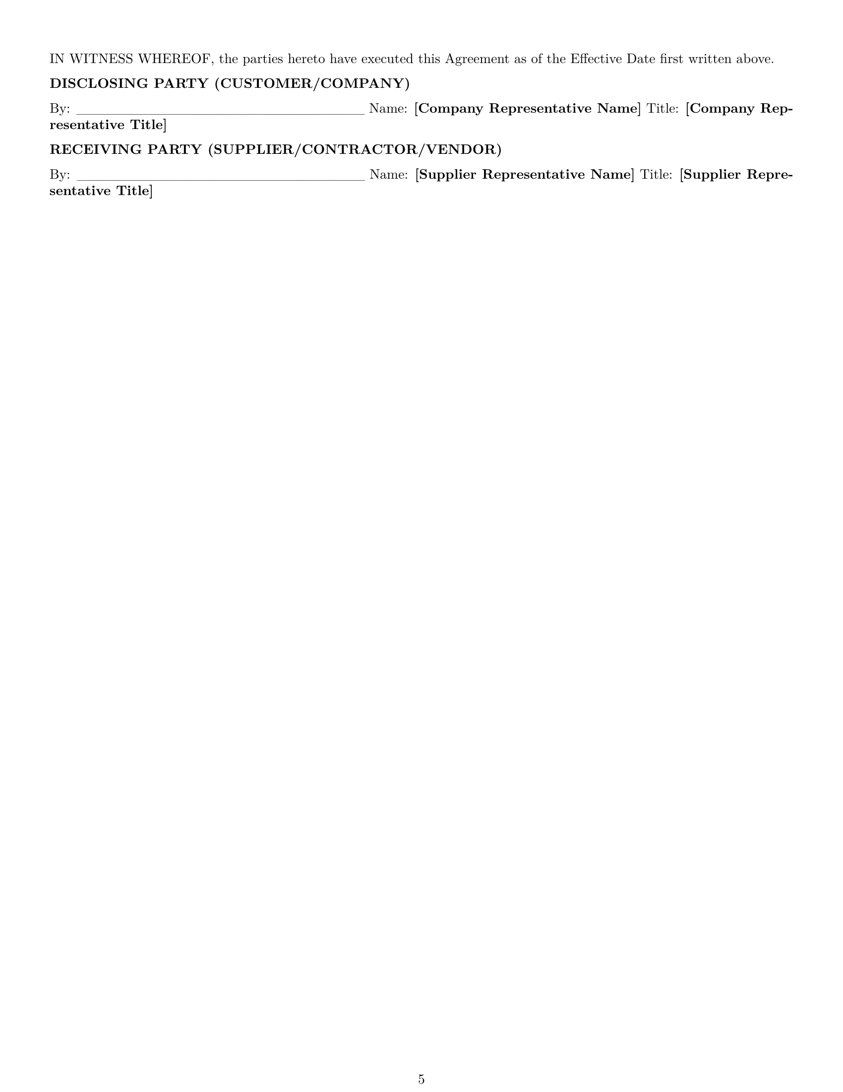 Preview page 5 of Pro Georgia supplier nda template