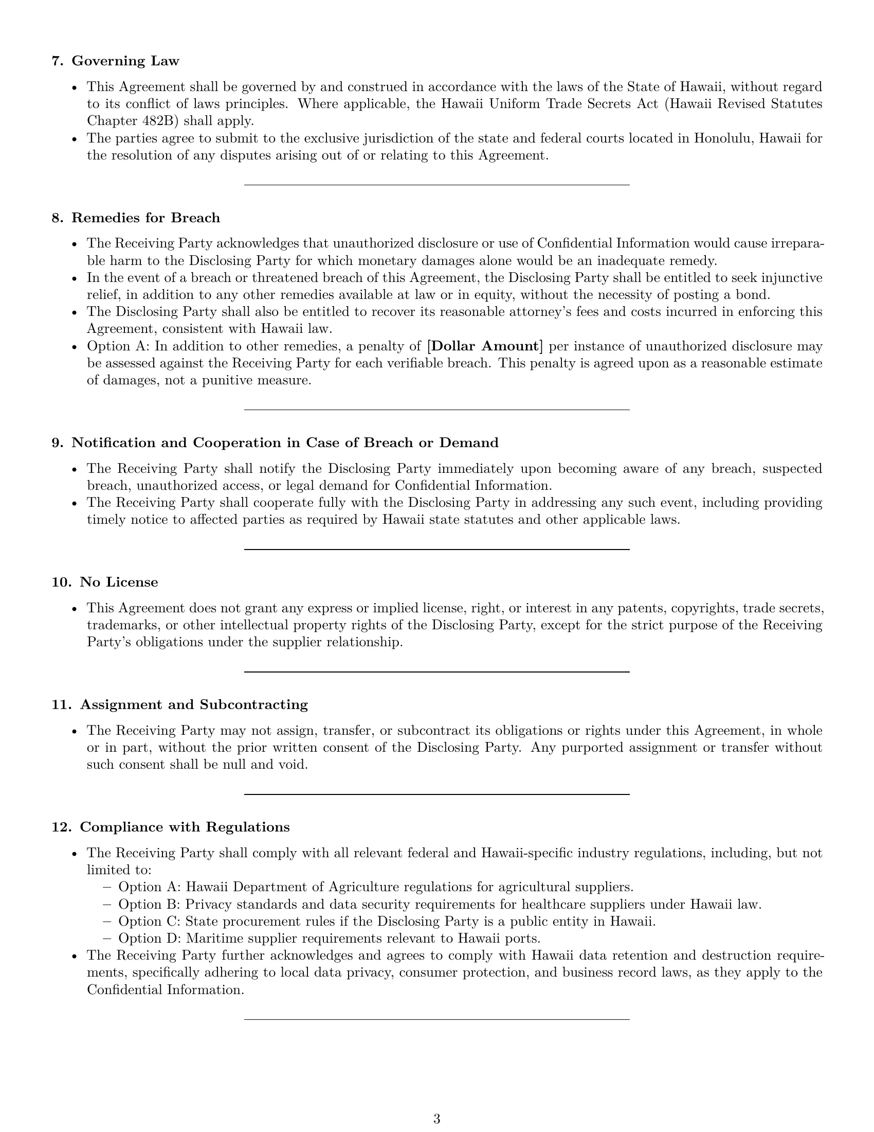 Preview page 3 of Pro Hawaii supplier nda template