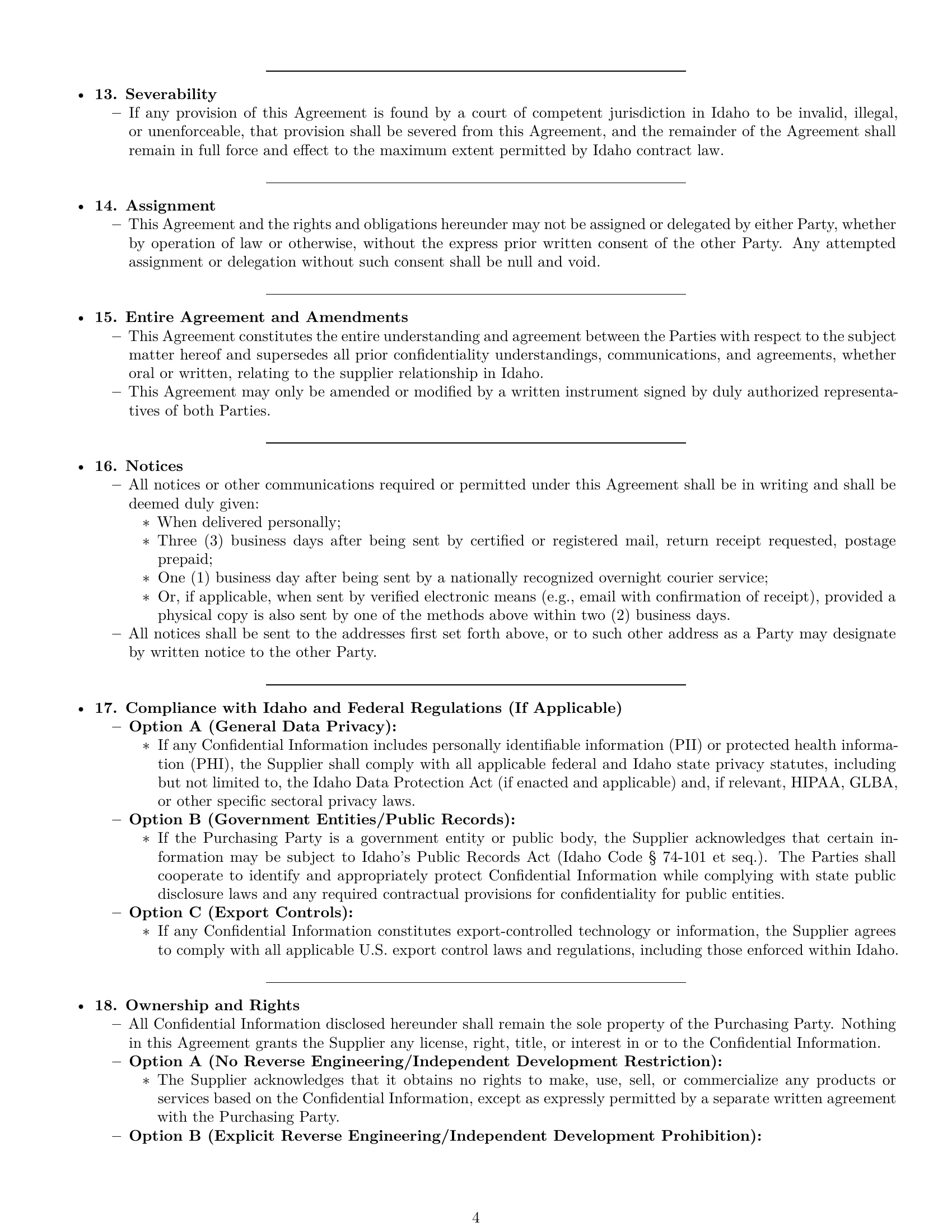 Preview page 4 of Pro Idaho supplier nda template