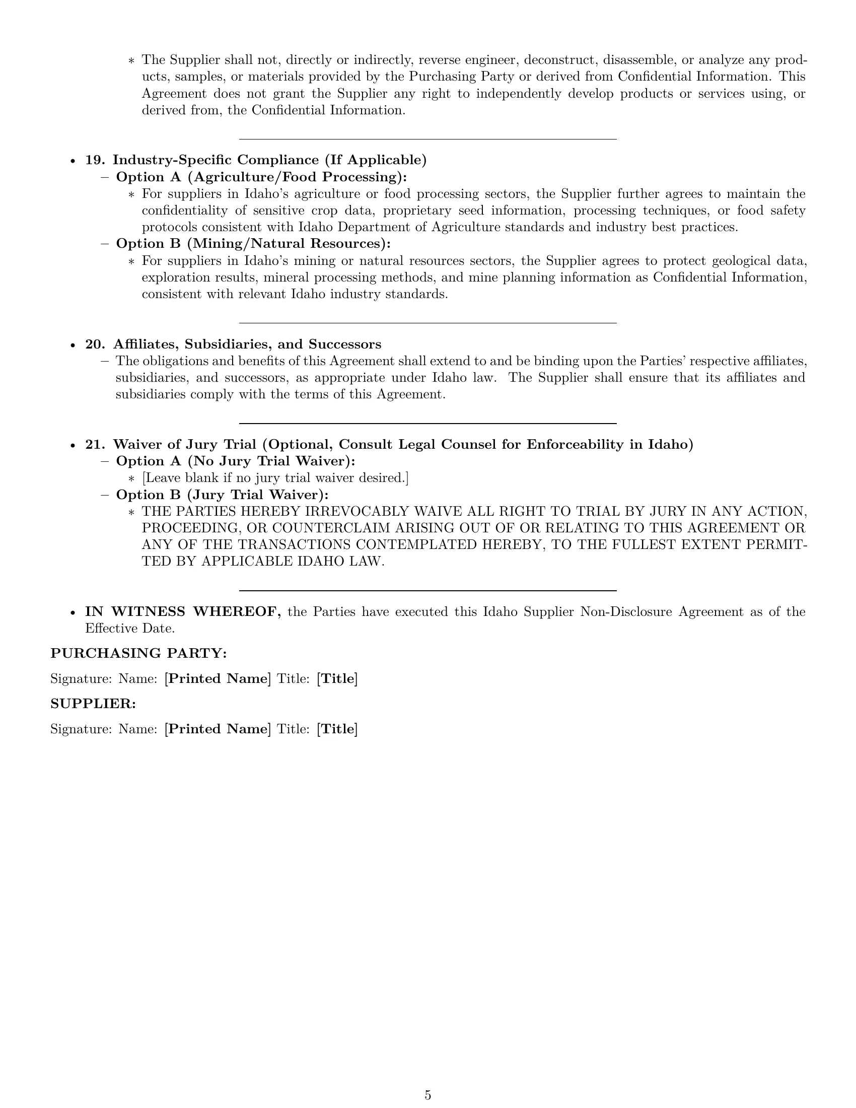 Preview page 5 of Pro Idaho supplier nda template