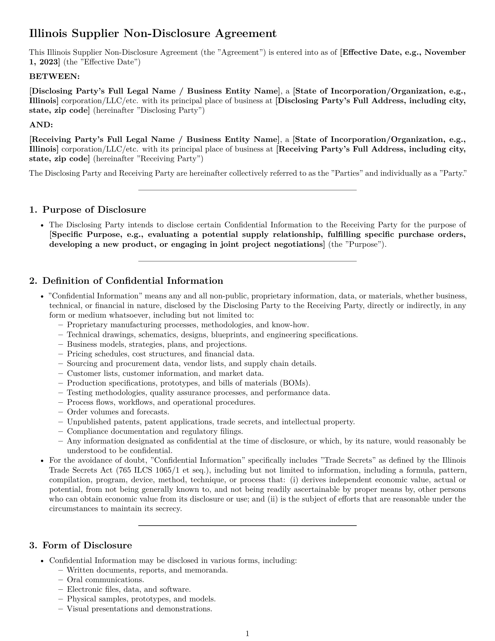 Preview page 1 of Pro Illinois supplier nda template