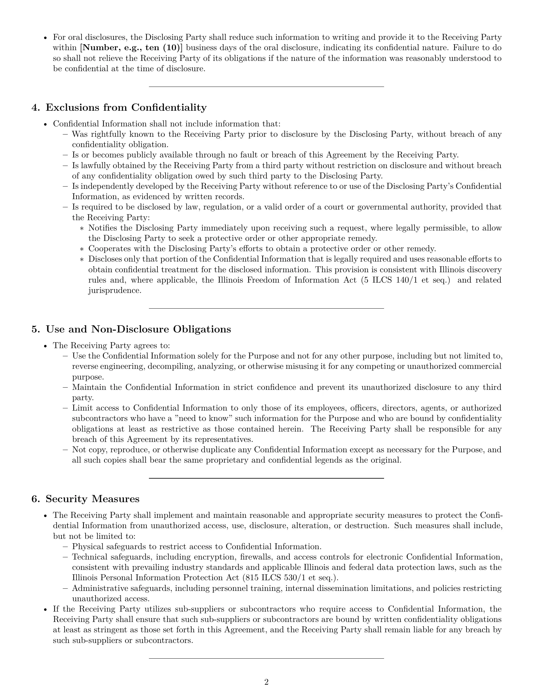 Preview page 2 of Pro Illinois supplier nda template