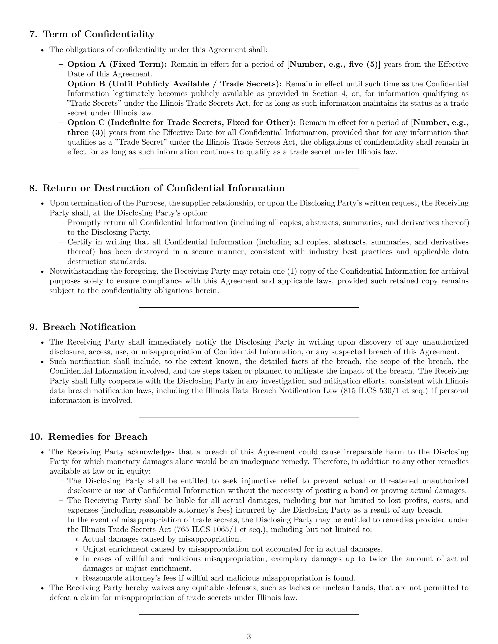 Preview page 3 of Pro Illinois supplier nda template