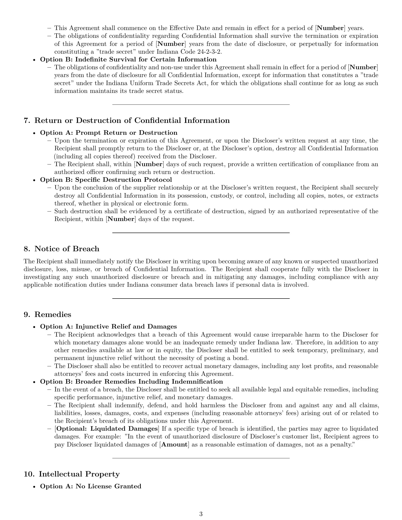 Preview page 3 of Pro Indiana supplier nda template
