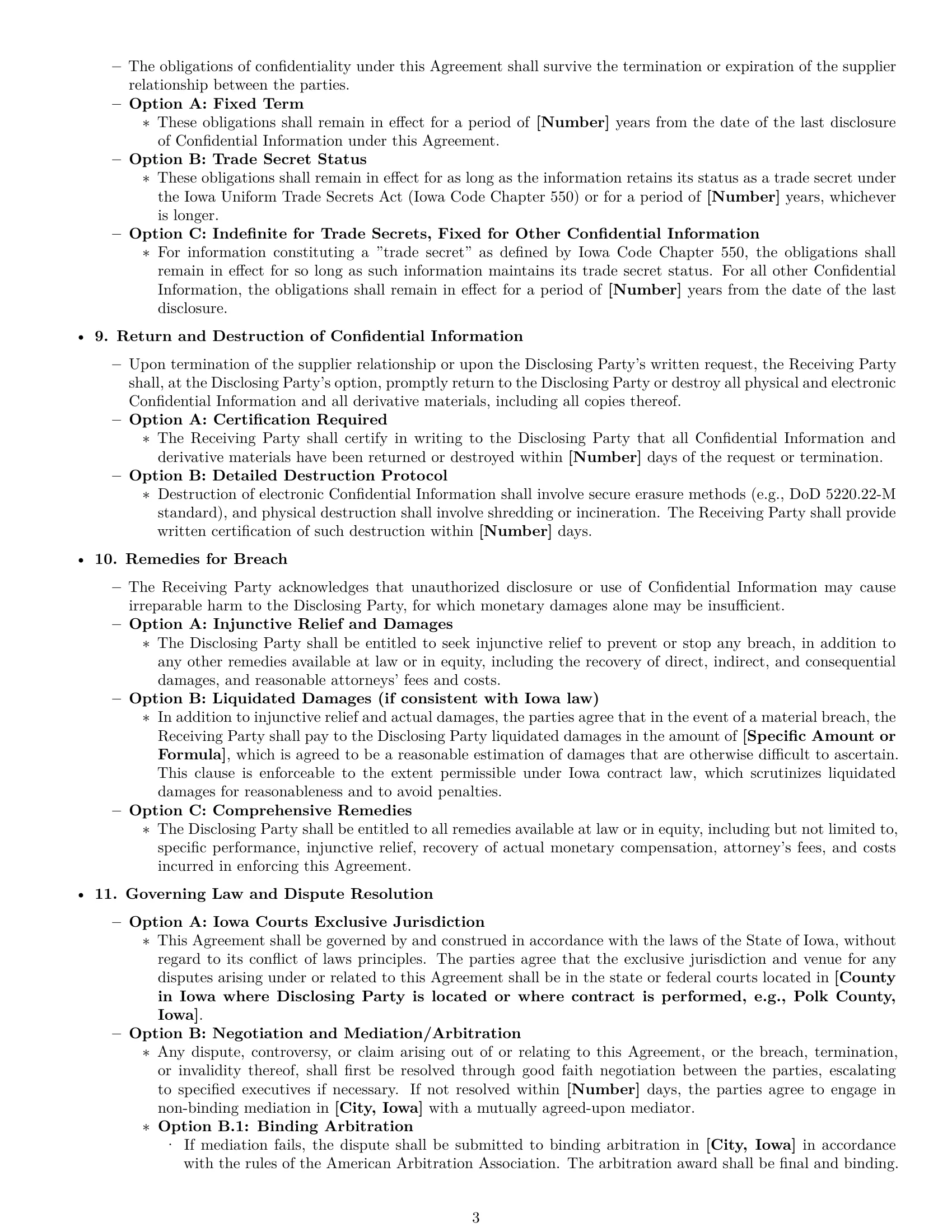 Preview page 3 of Pro Iowa supplier nda template