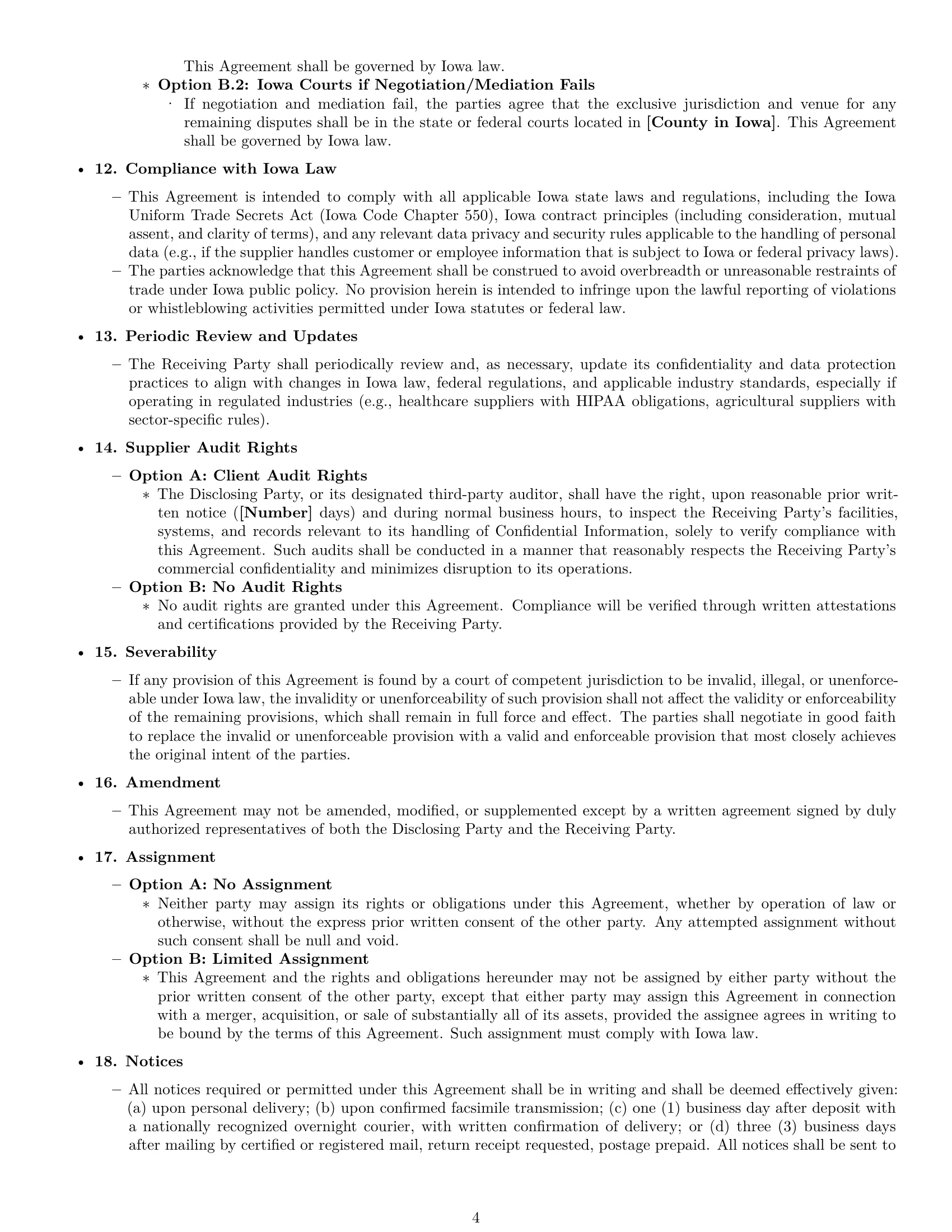 Preview page 4 of Pro Iowa supplier nda template