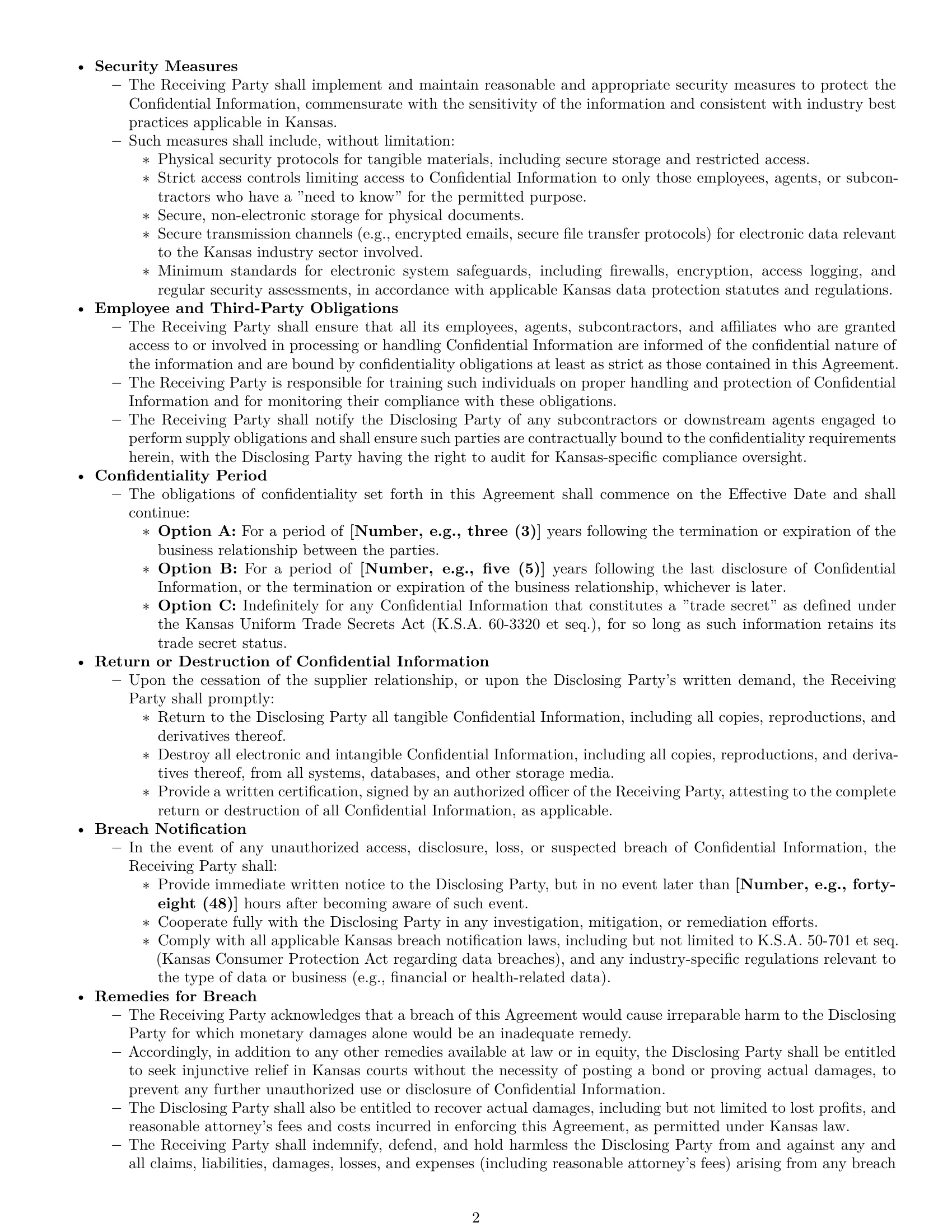 Preview page 2 of Pro Kansas supplier nda template