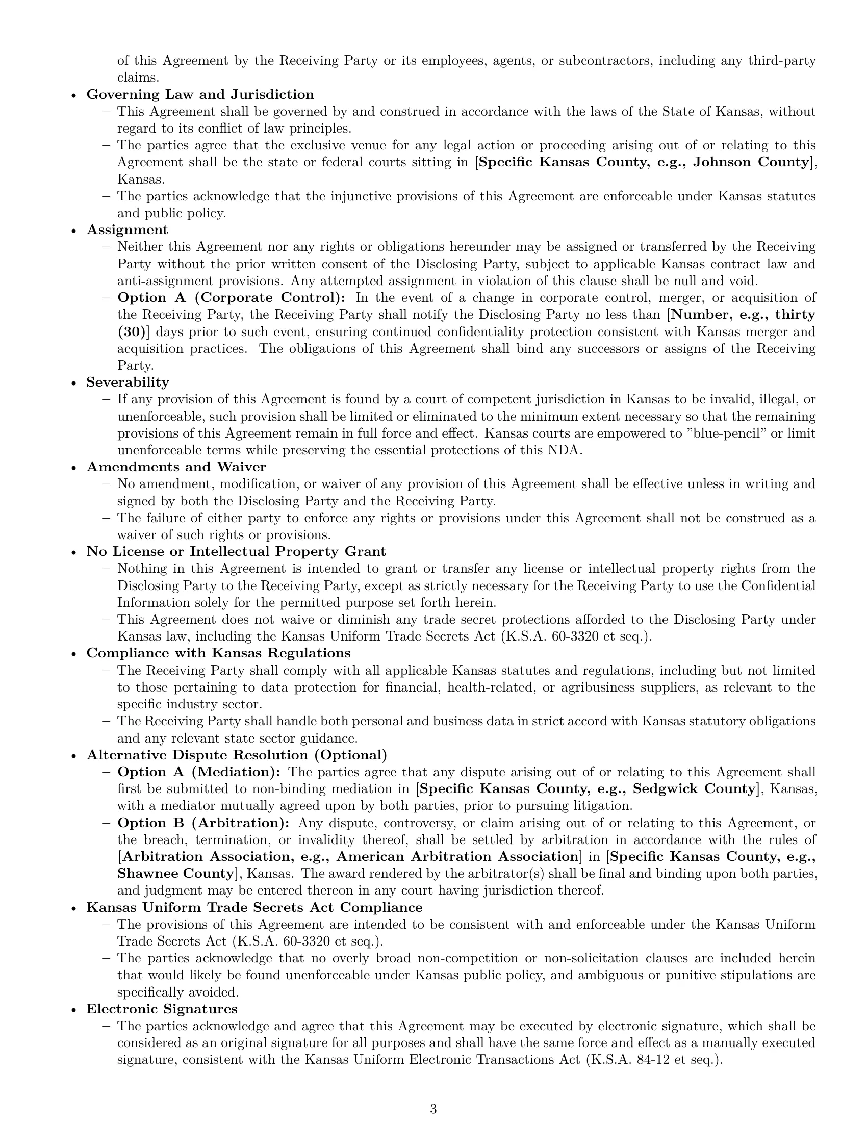 Preview page 3 of Pro Kansas supplier nda template