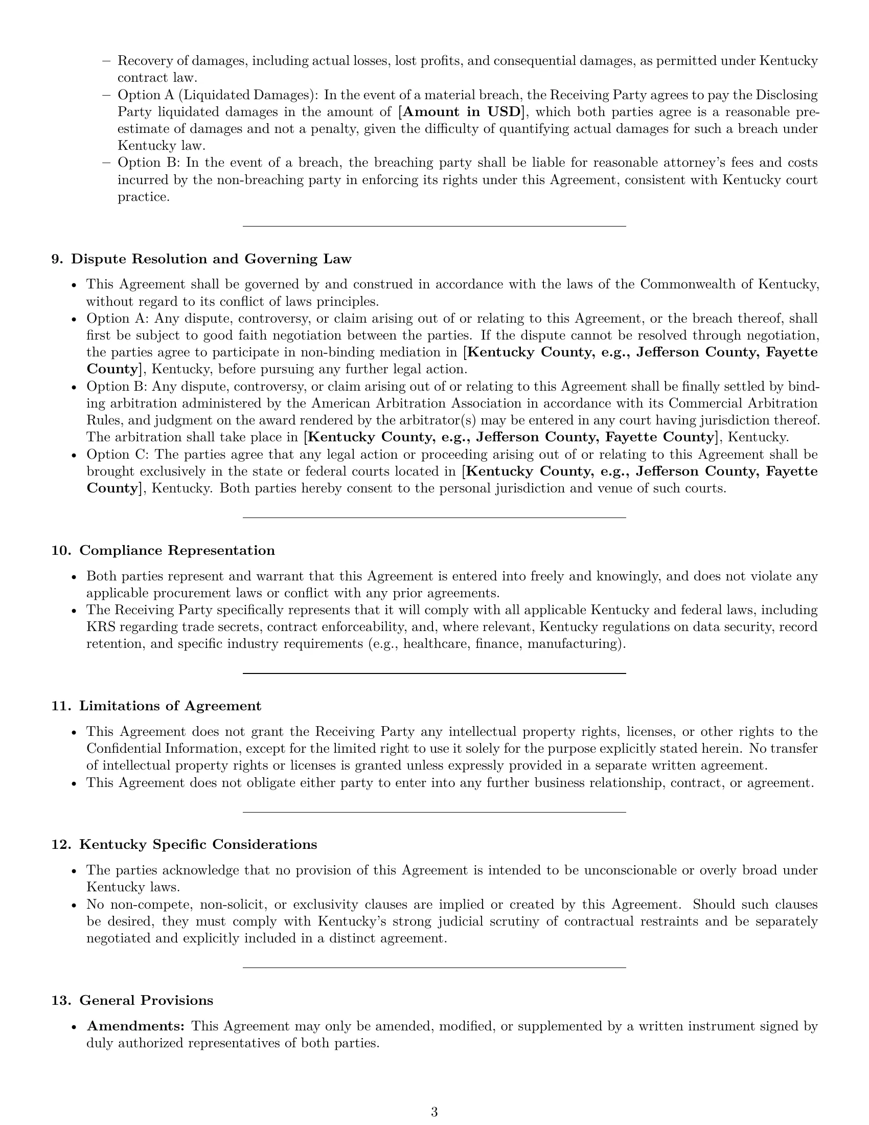 Preview page 3 of Pro Kentucky supplier nda template