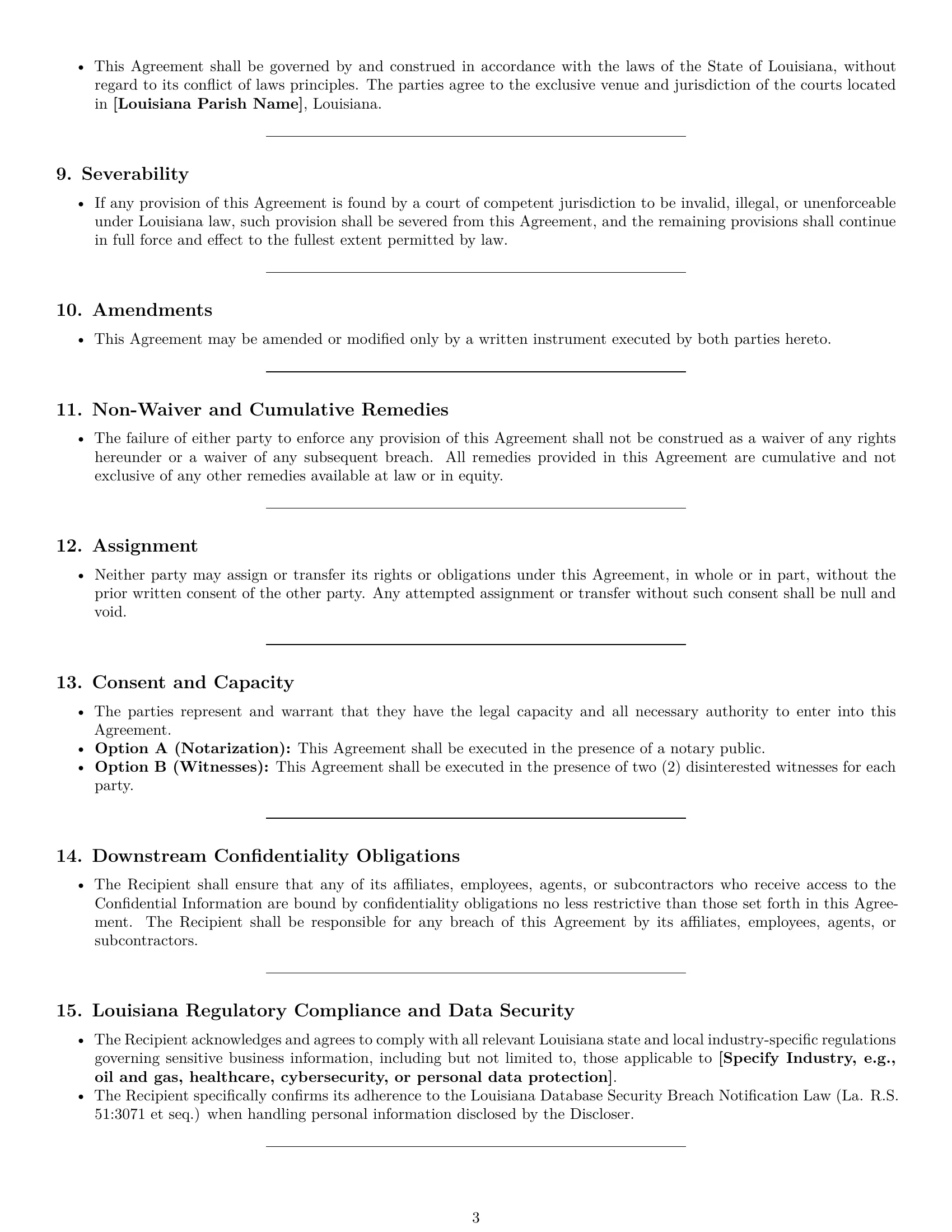 Preview page 3 of Pro Louisiana supplier nda template