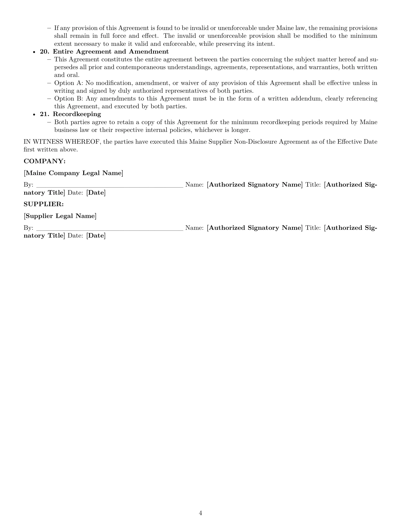 Preview page 4 of Pro Maine supplier nda template