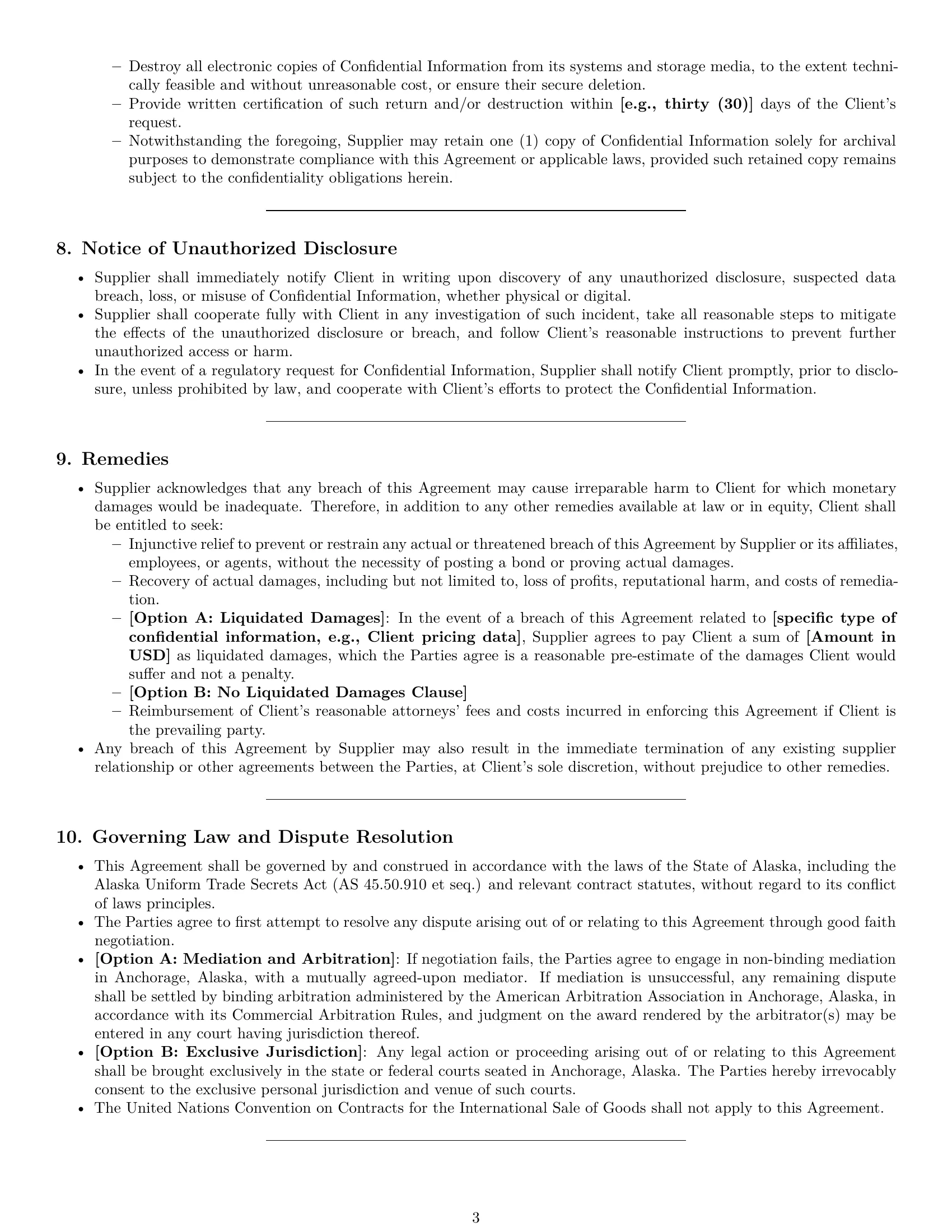 Preview page 3 of Pro Alaska supplier nda template