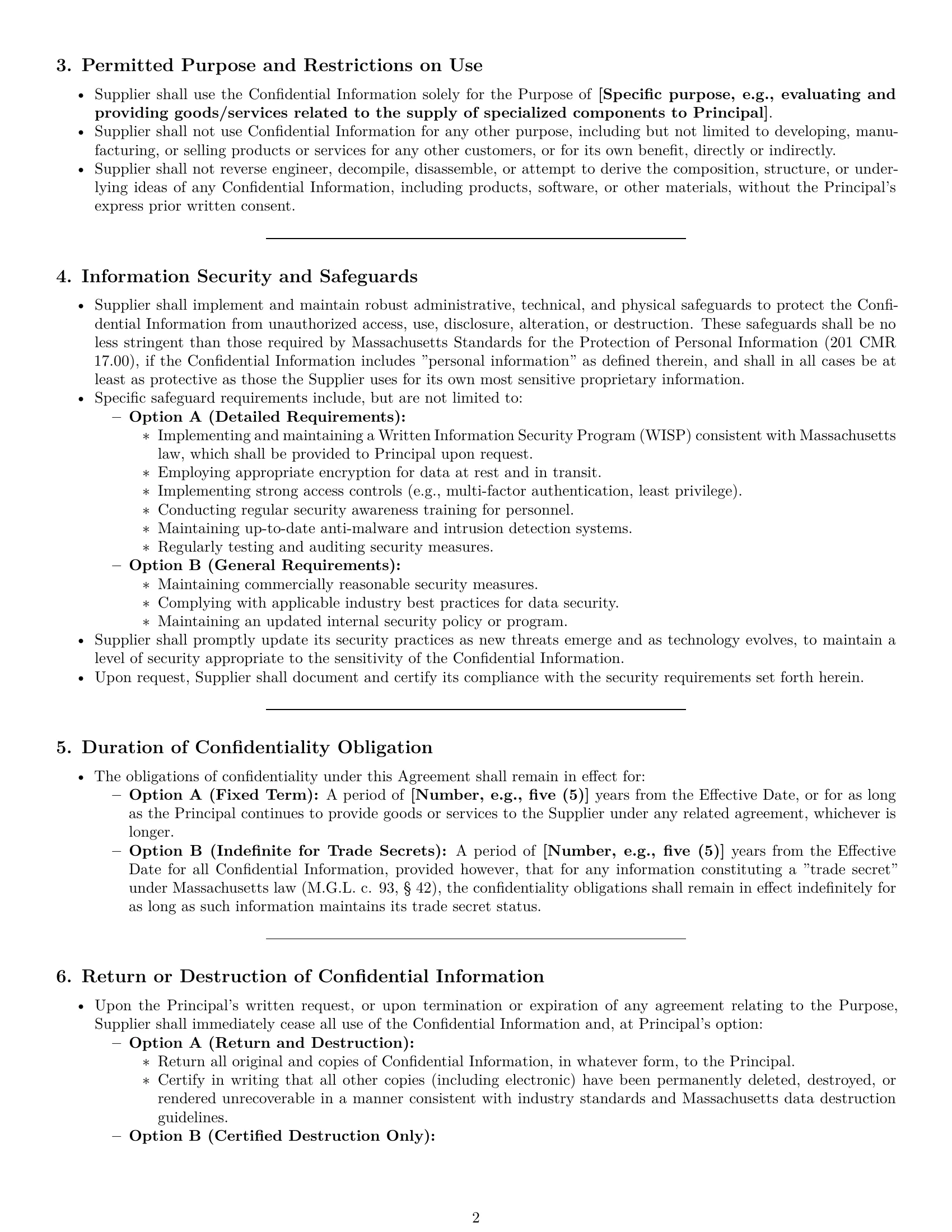 Preview page 2 of Pro Massachusetts supplier nda template