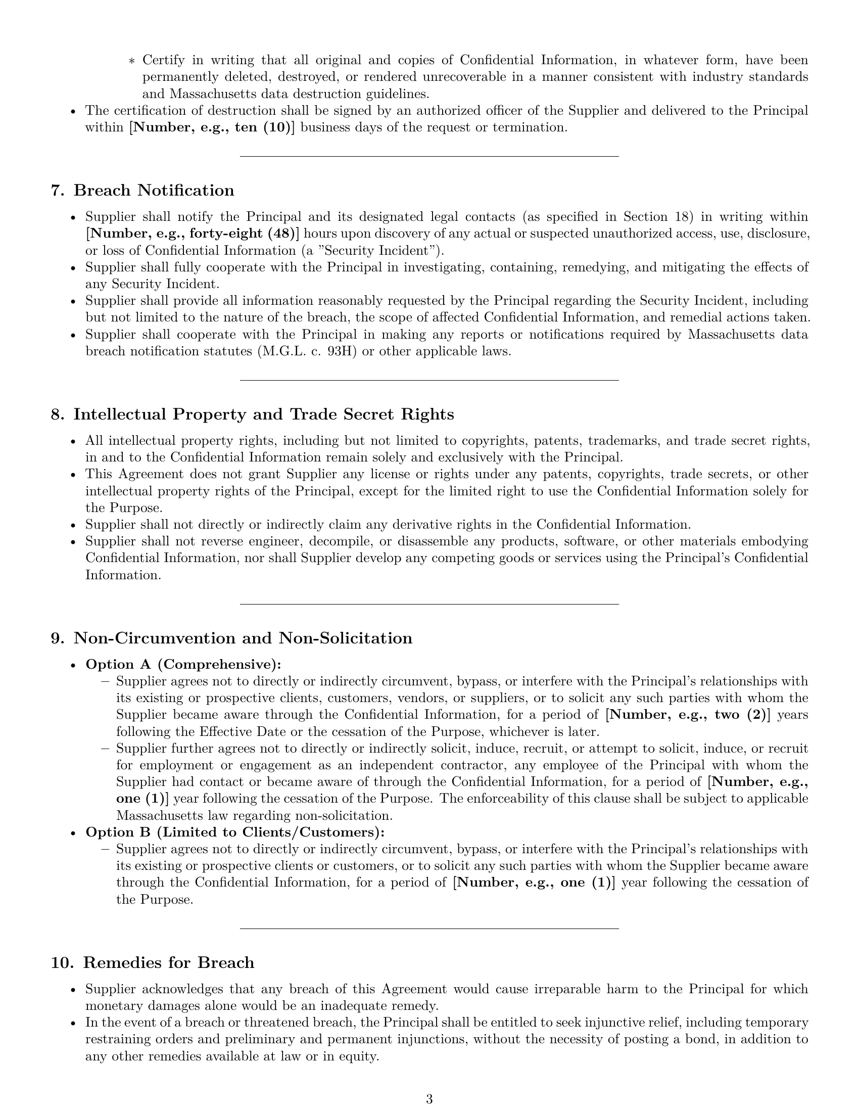 Preview page 3 of Pro Massachusetts supplier nda template