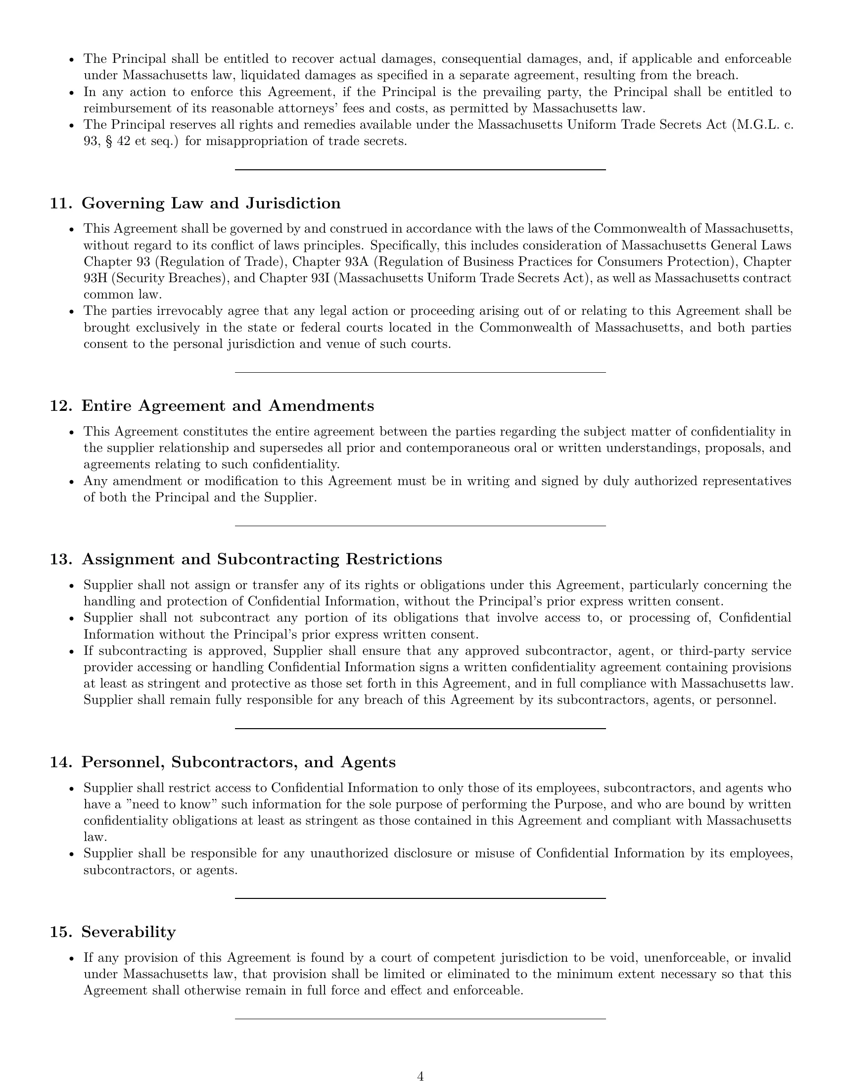 Preview page 4 of Pro Massachusetts supplier nda template