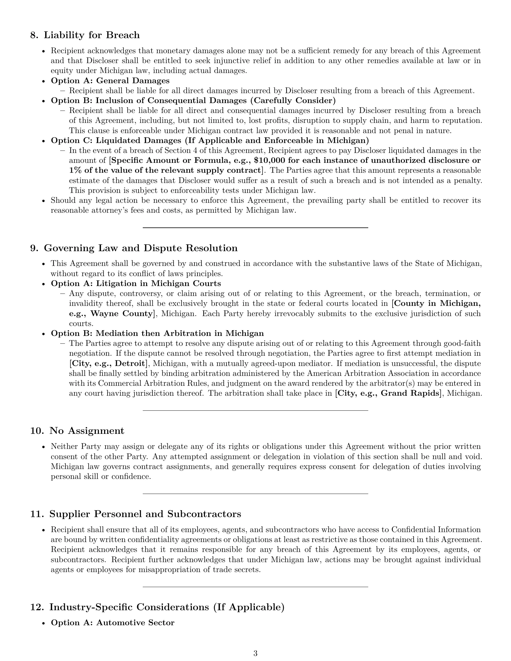 Preview page 3 of Pro Michigan supplier nda template