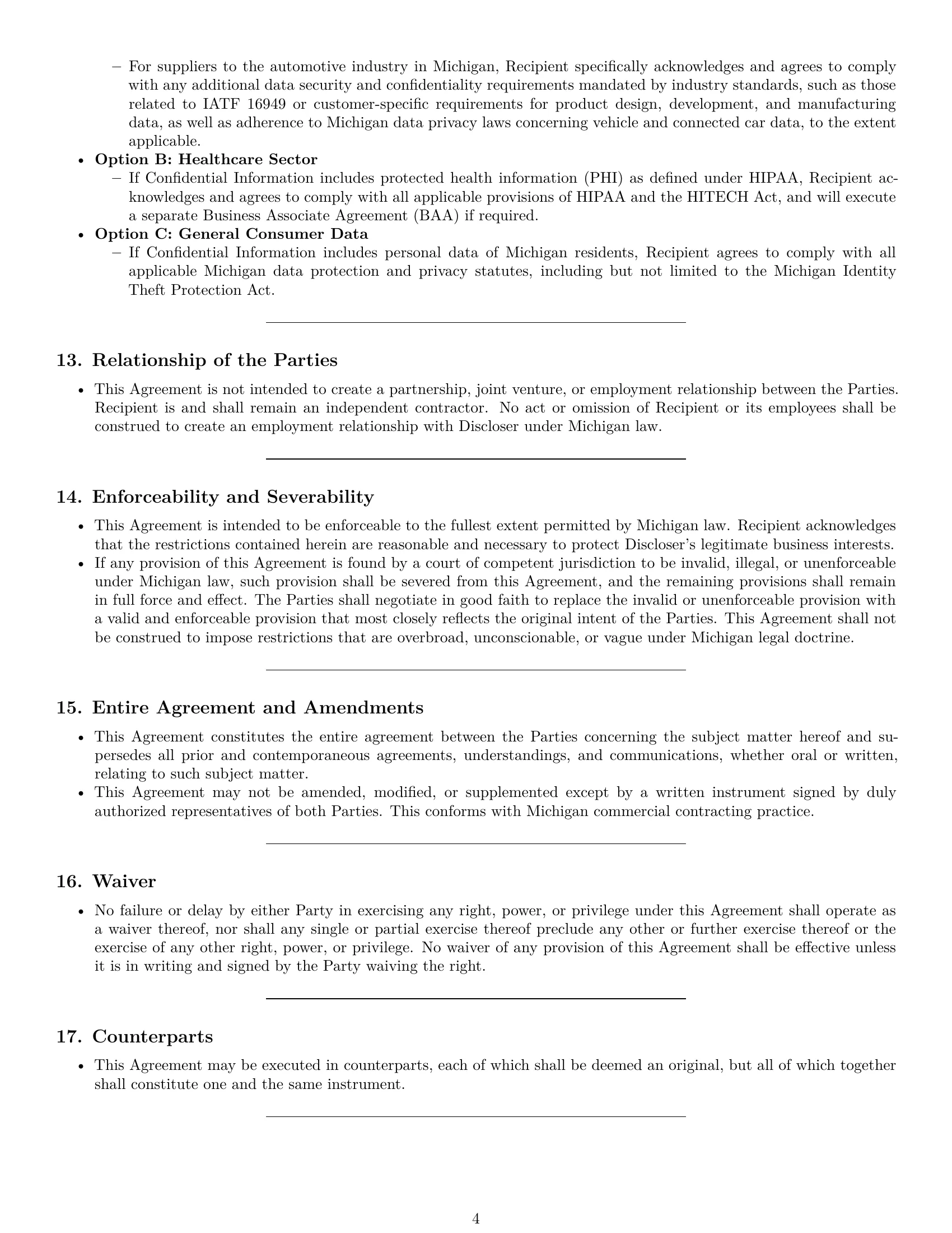 Preview page 4 of Pro Michigan supplier nda template