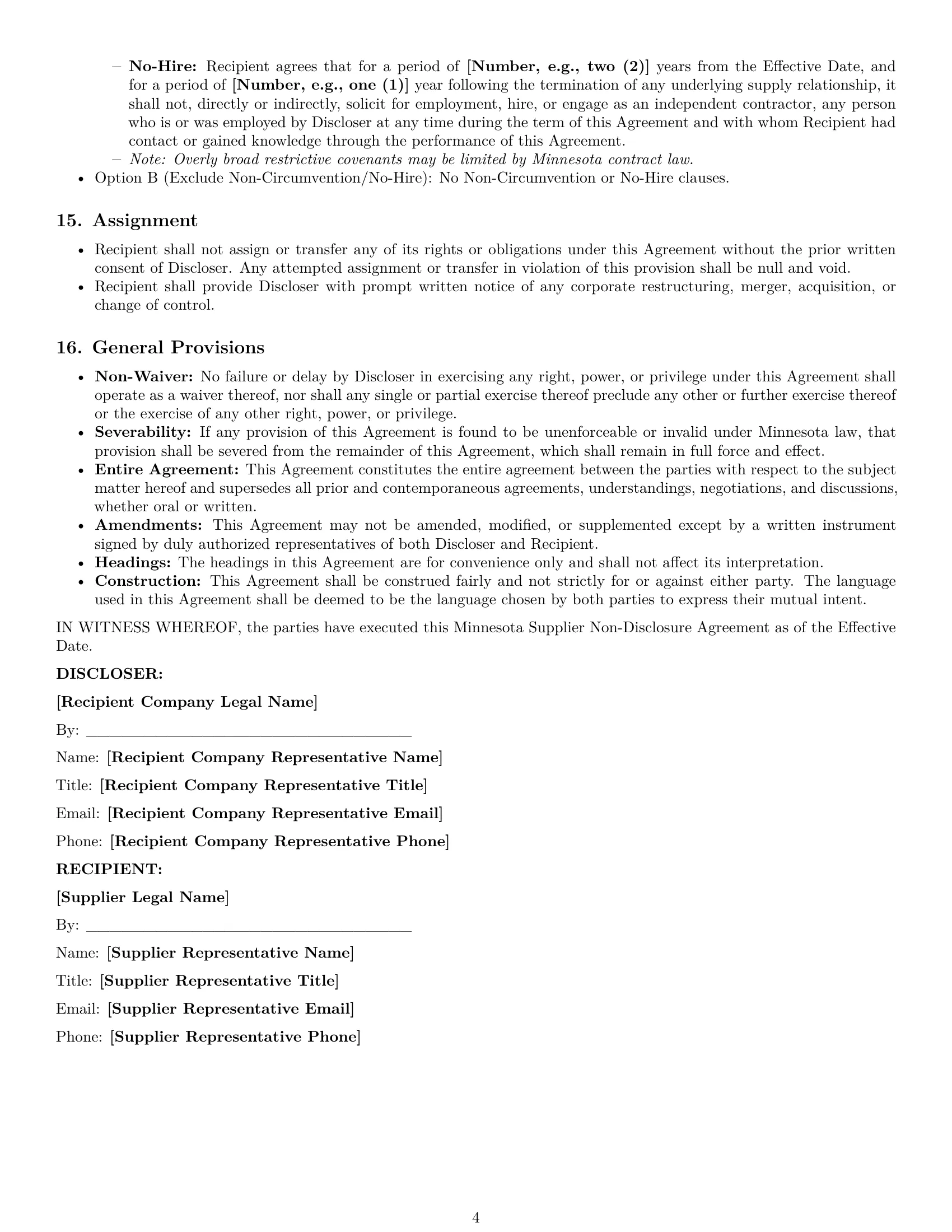 Preview page 4 of Pro Minnesota supplier nda template