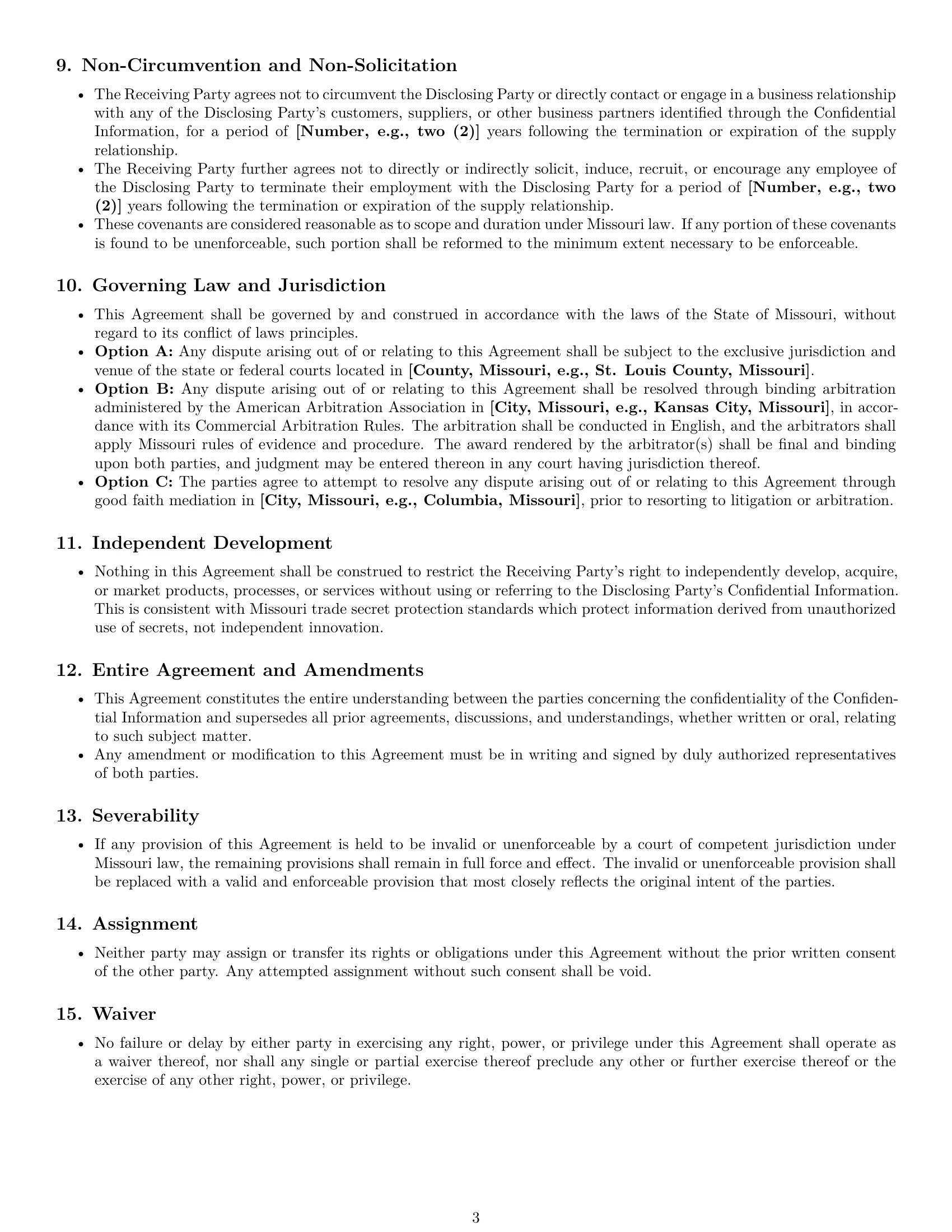 Preview page 3 of Pro Missouri supplier nda template