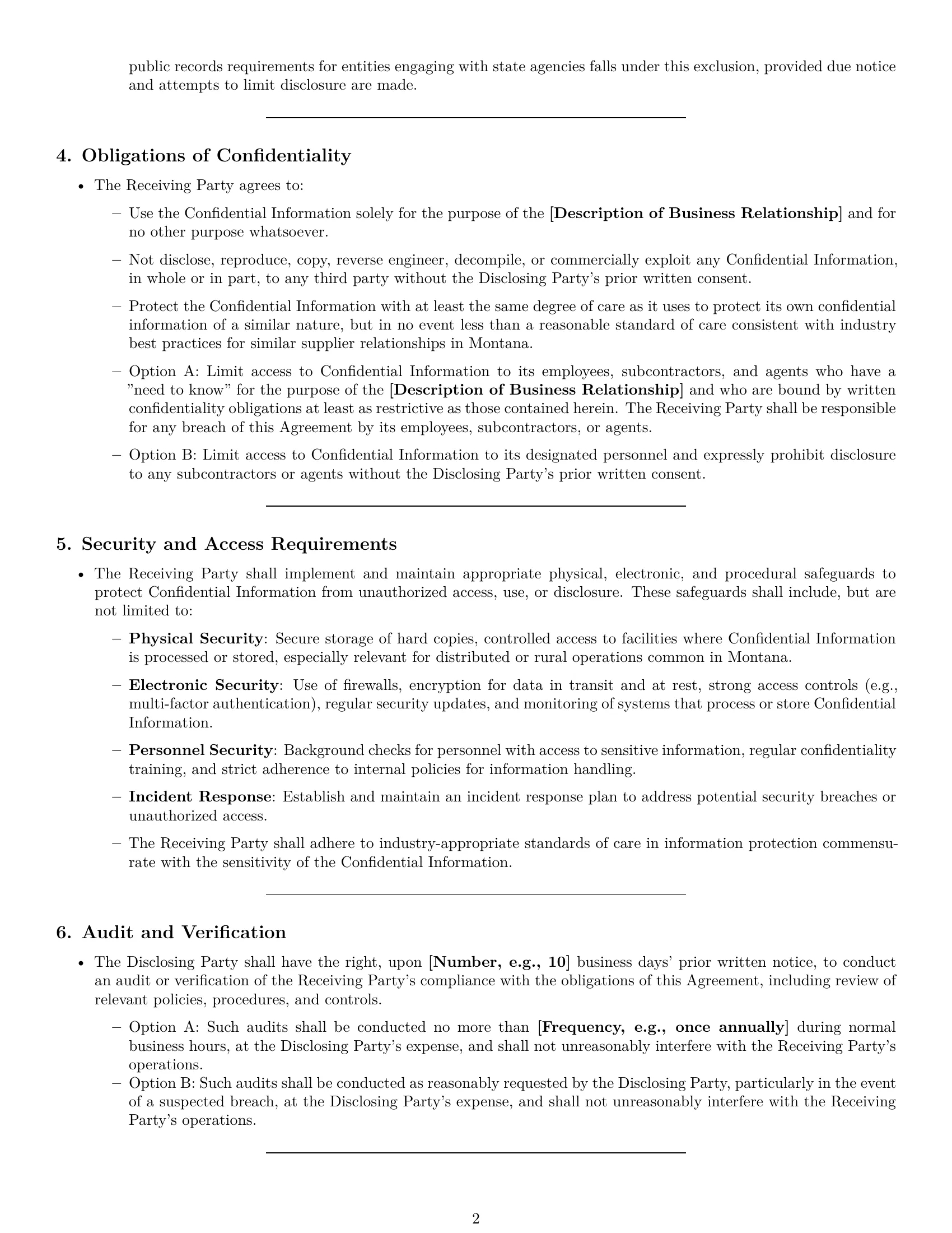 Preview page 2 of Pro Montana supplier nda template