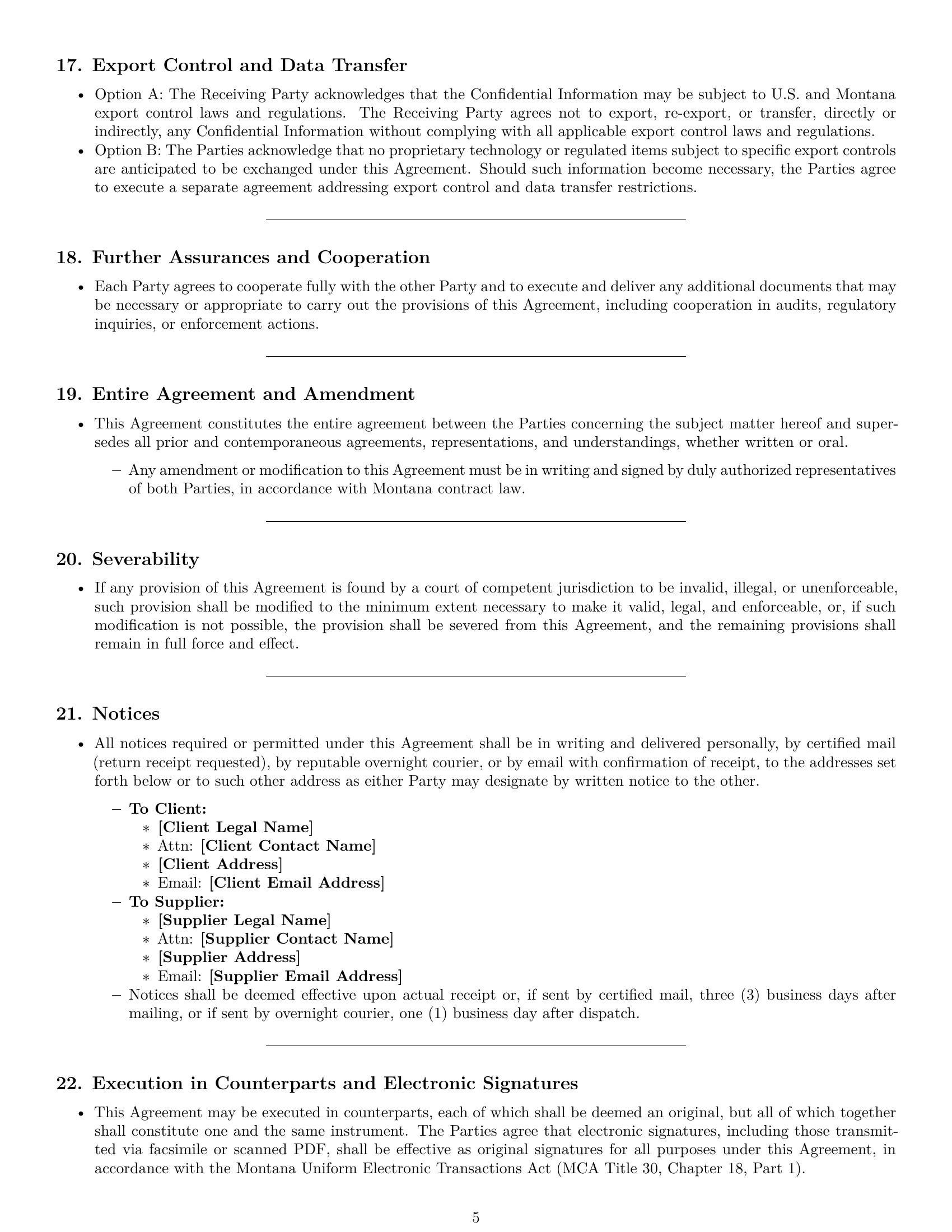 Preview page 5 of Pro Montana supplier nda template
