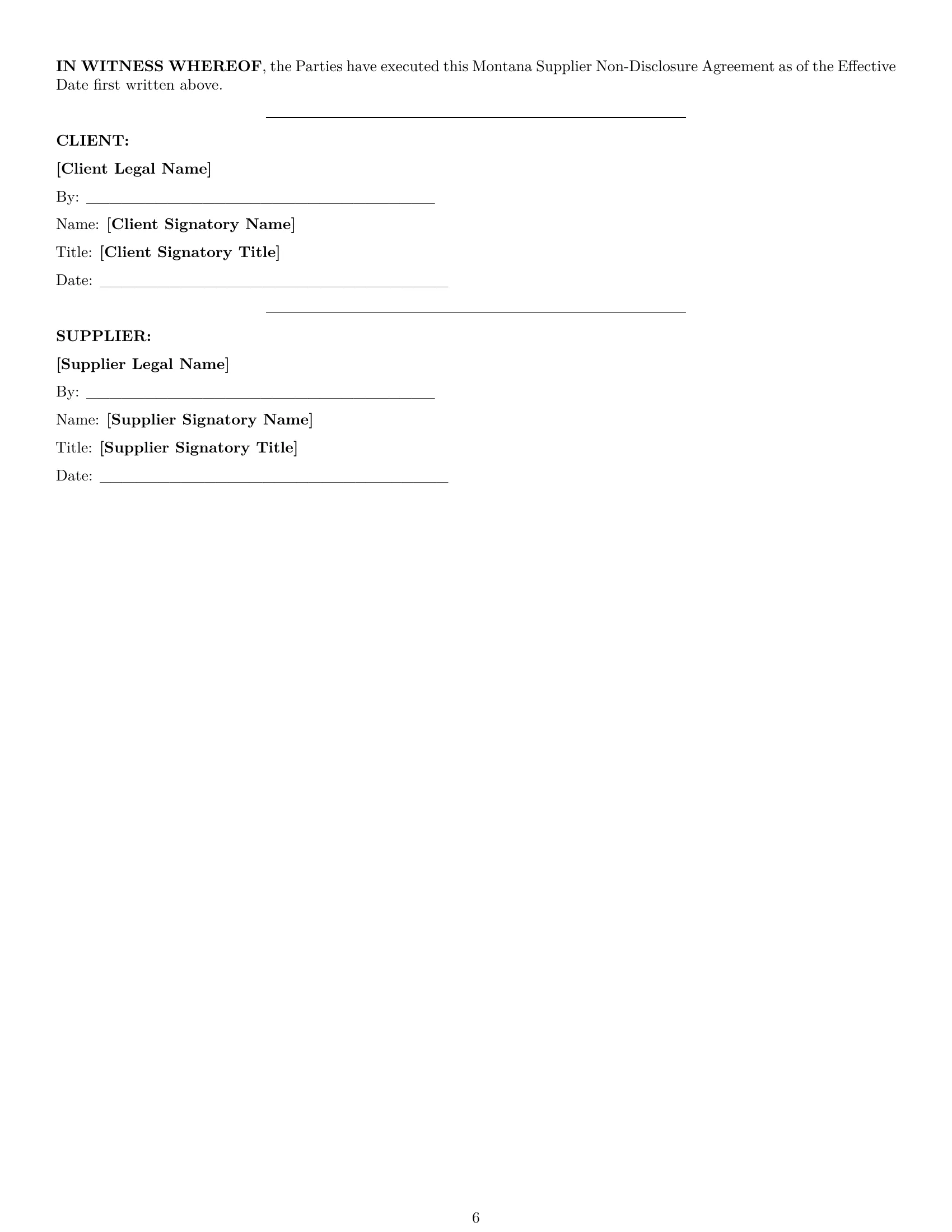 Preview page 6 of Pro Montana supplier nda template