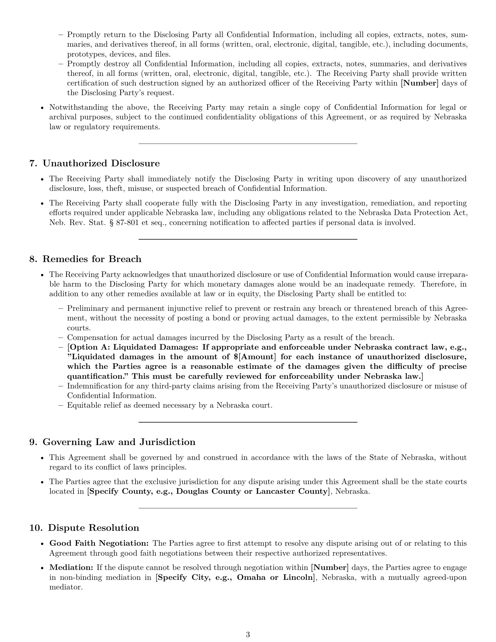 Preview page 3 of Pro Nebraska supplier nda template