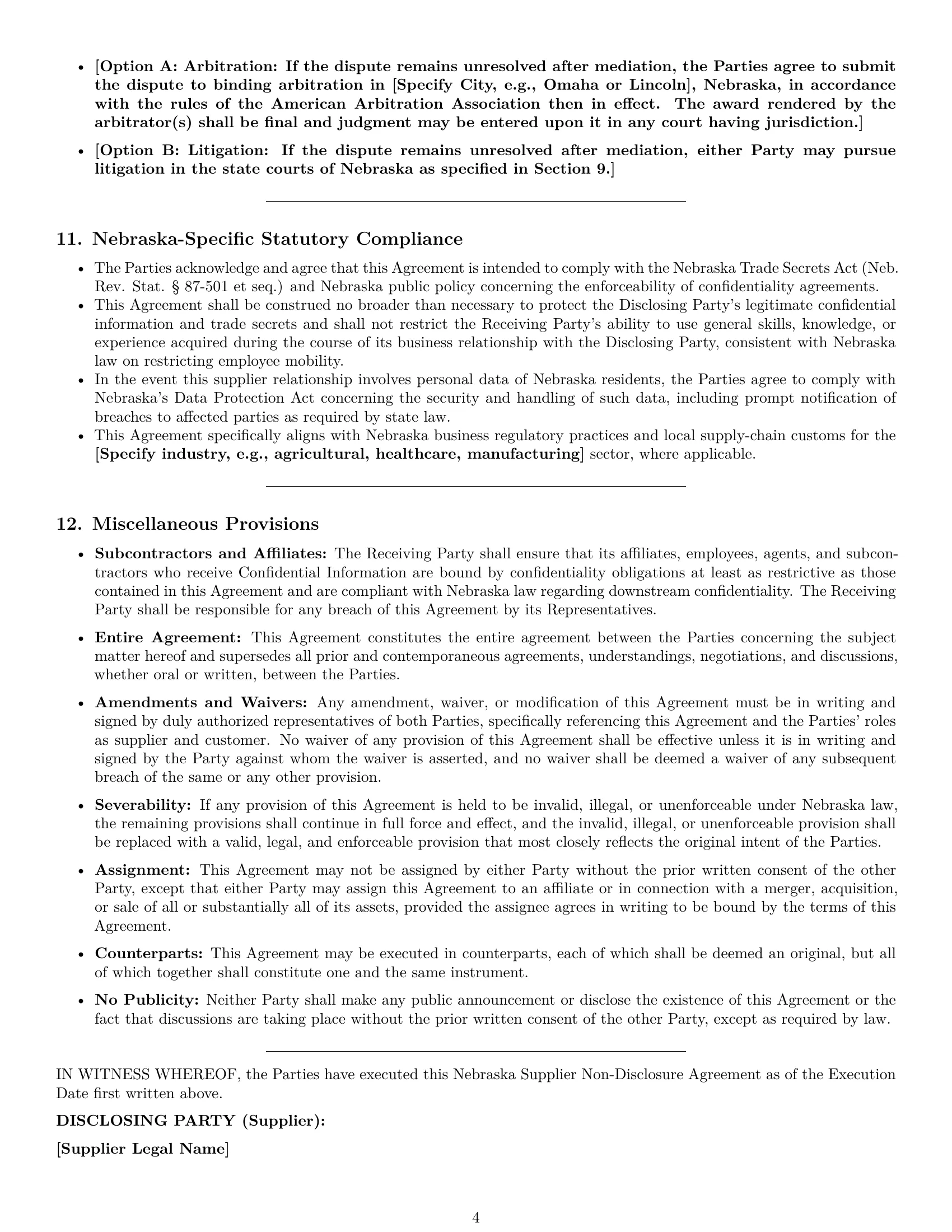 Preview page 4 of Pro Nebraska supplier nda template