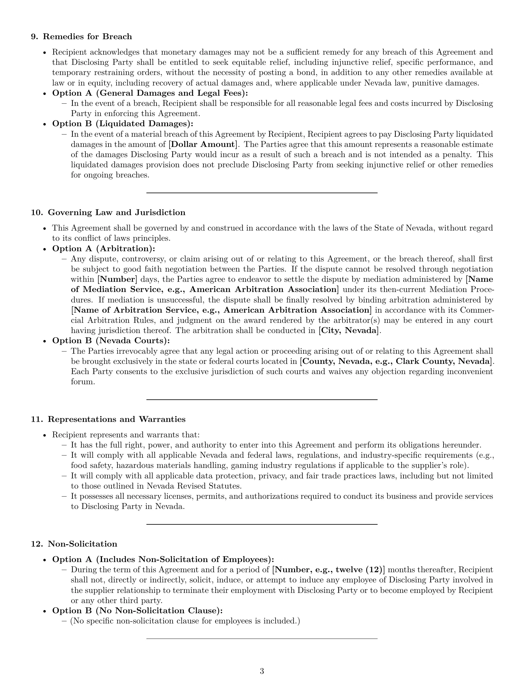 Preview page 3 of Pro Nevada supplier nda template