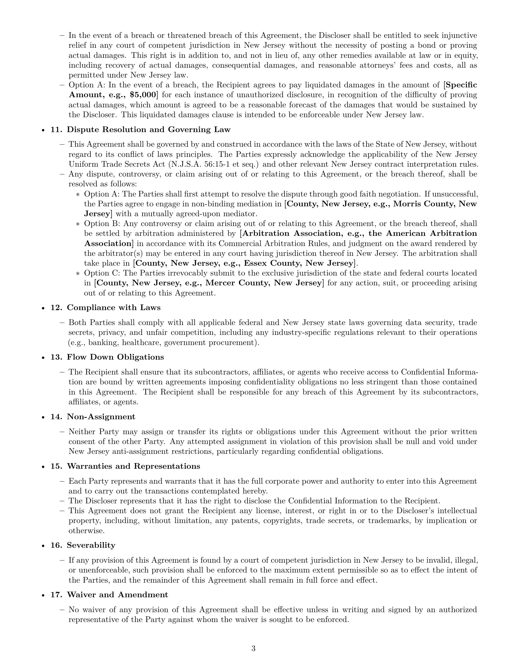 Preview page 3 of Pro New Jersey supplier nda template