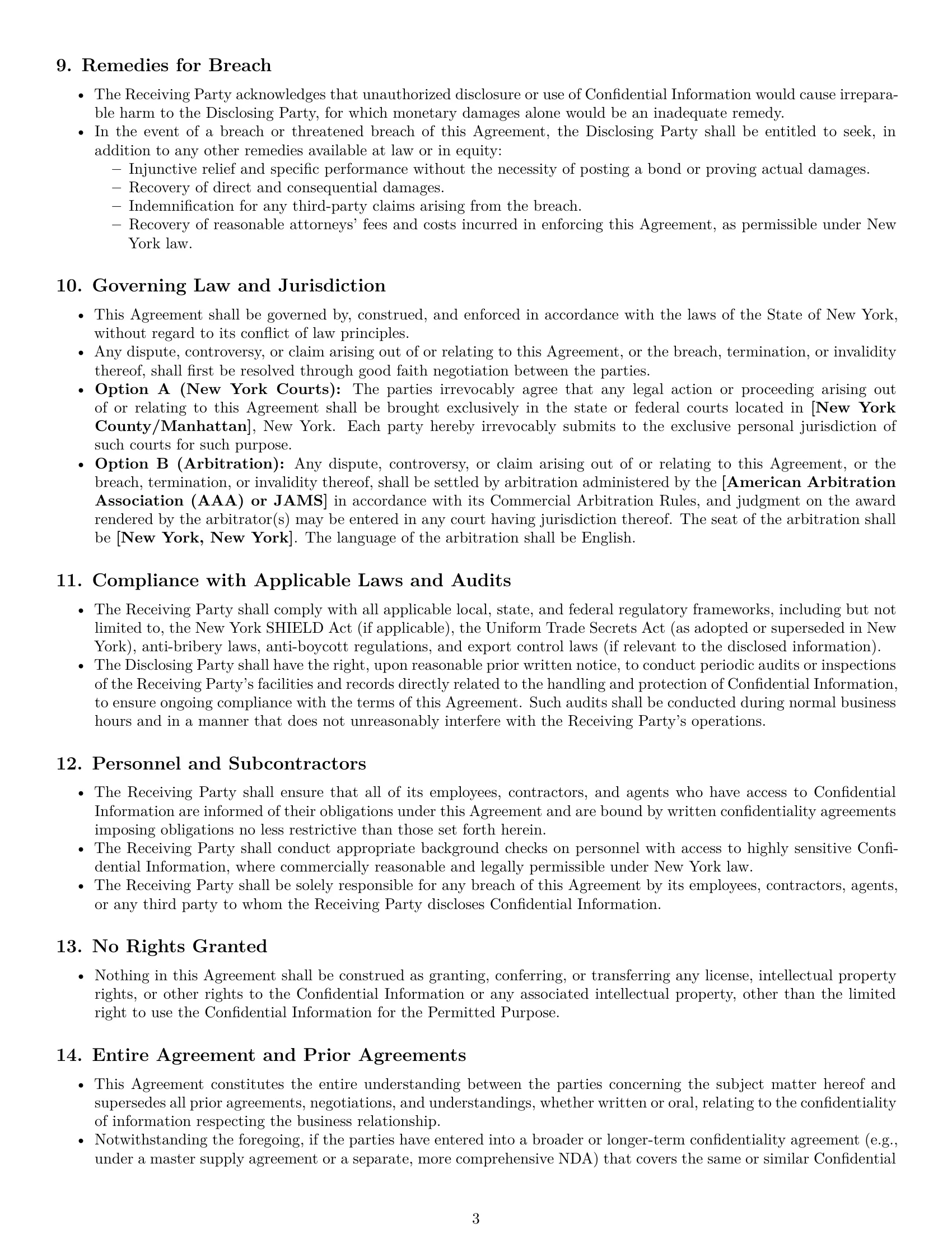 Preview page 3 of Pro New York supplier nda template