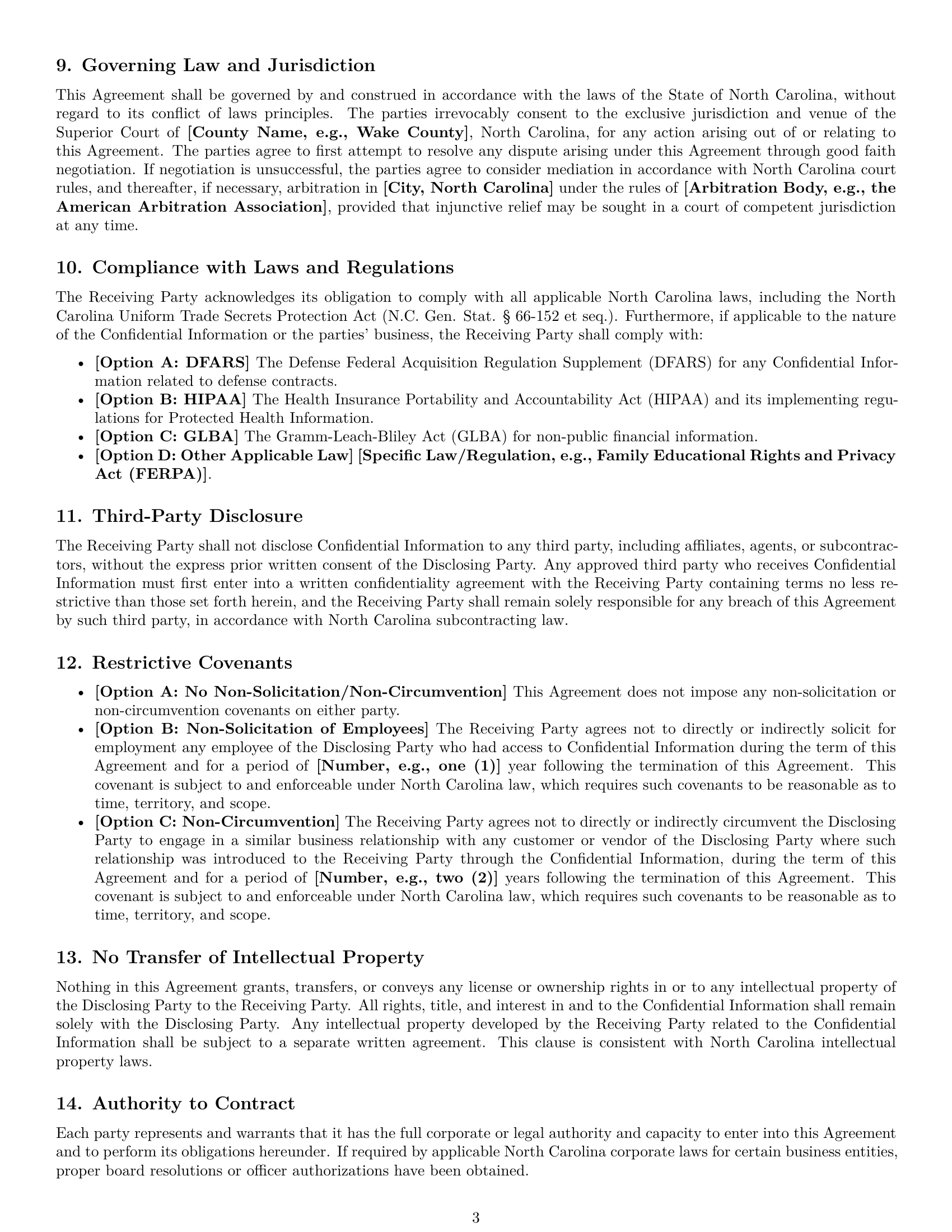 Preview page 3 of Pro North Carolina supplier nda template