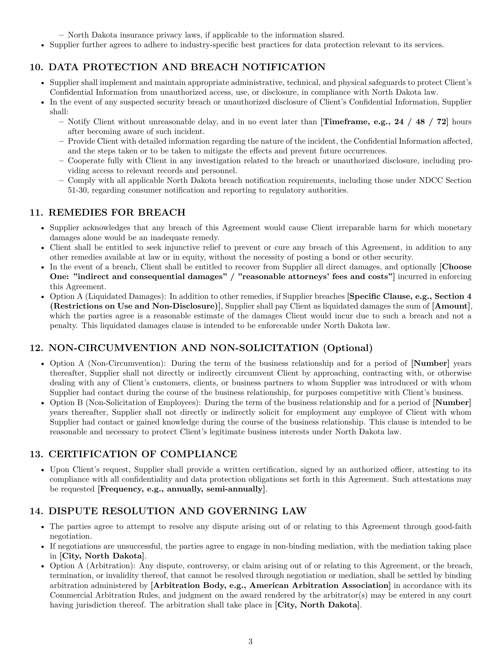 Preview page 3 of Pro North Dakota supplier nda template