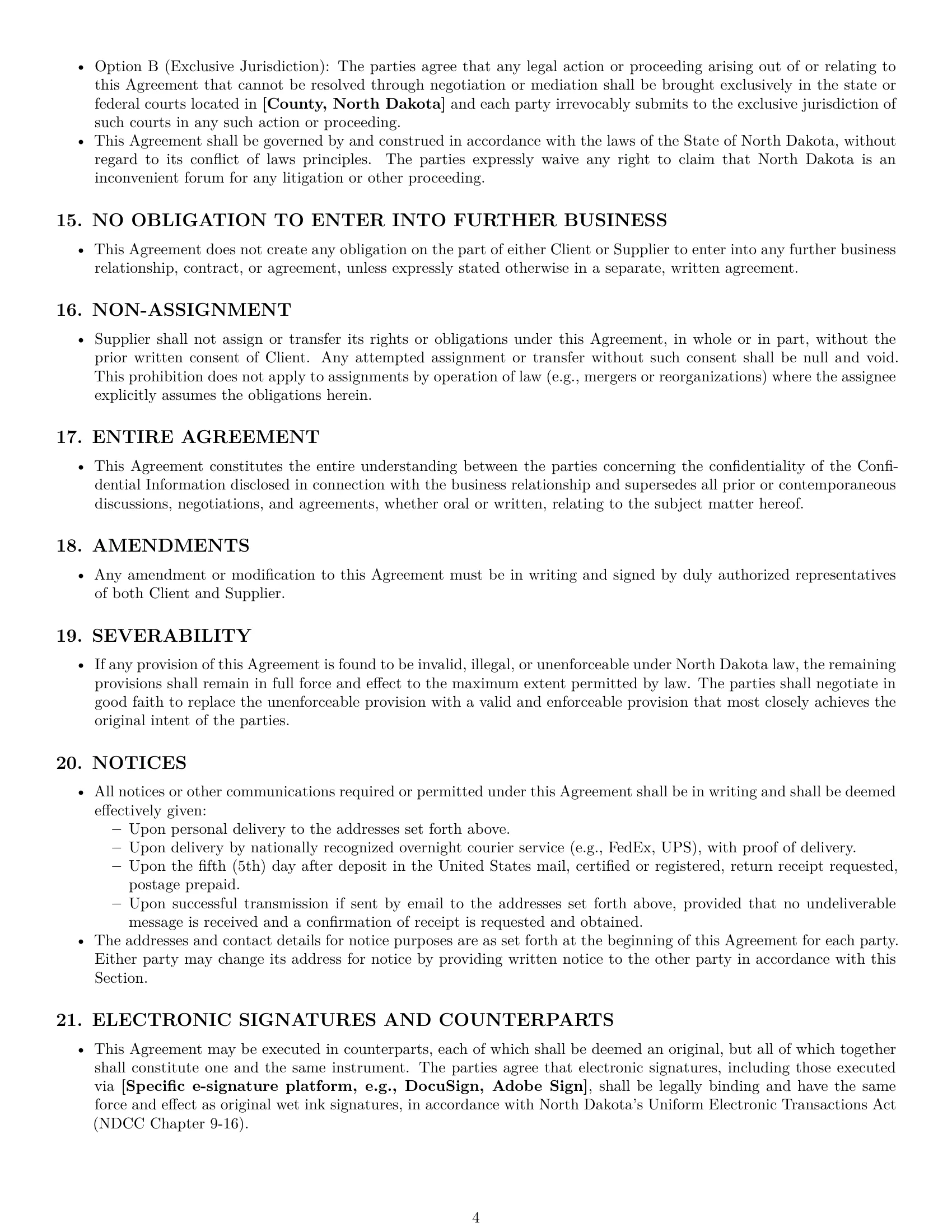 Preview page 4 of Pro North Dakota supplier nda template