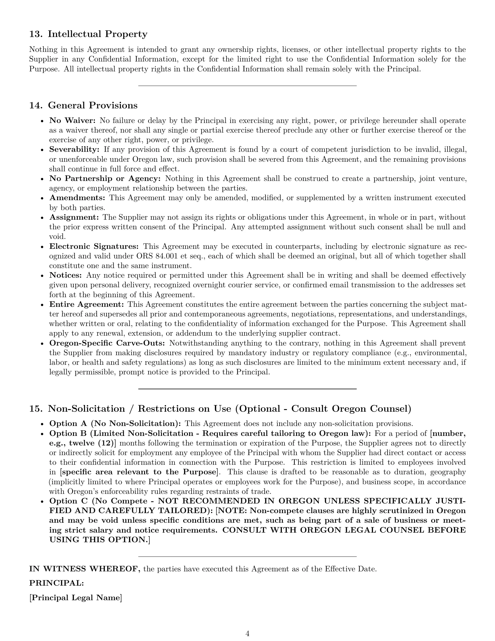 Preview page 4 of Pro Oregon supplier nda template