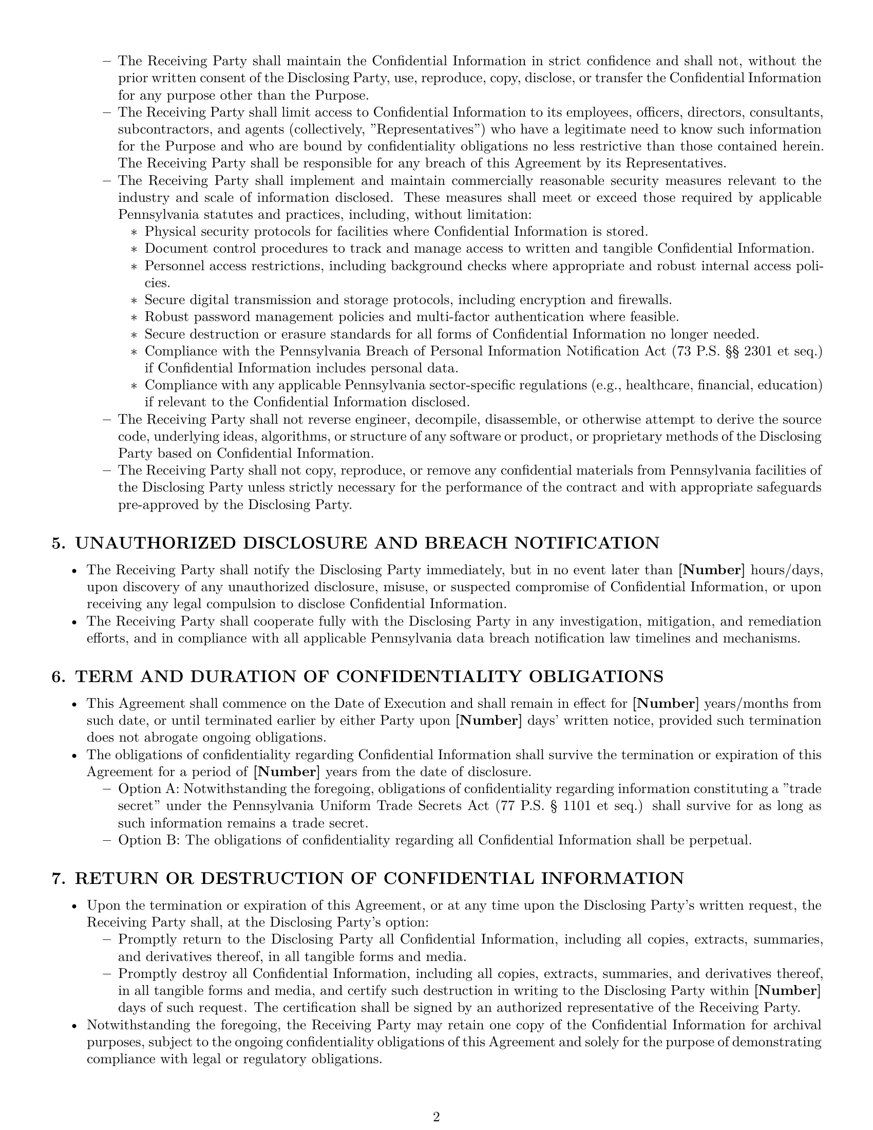 Preview page 2 of Pro Pennsylvania supplier nda template