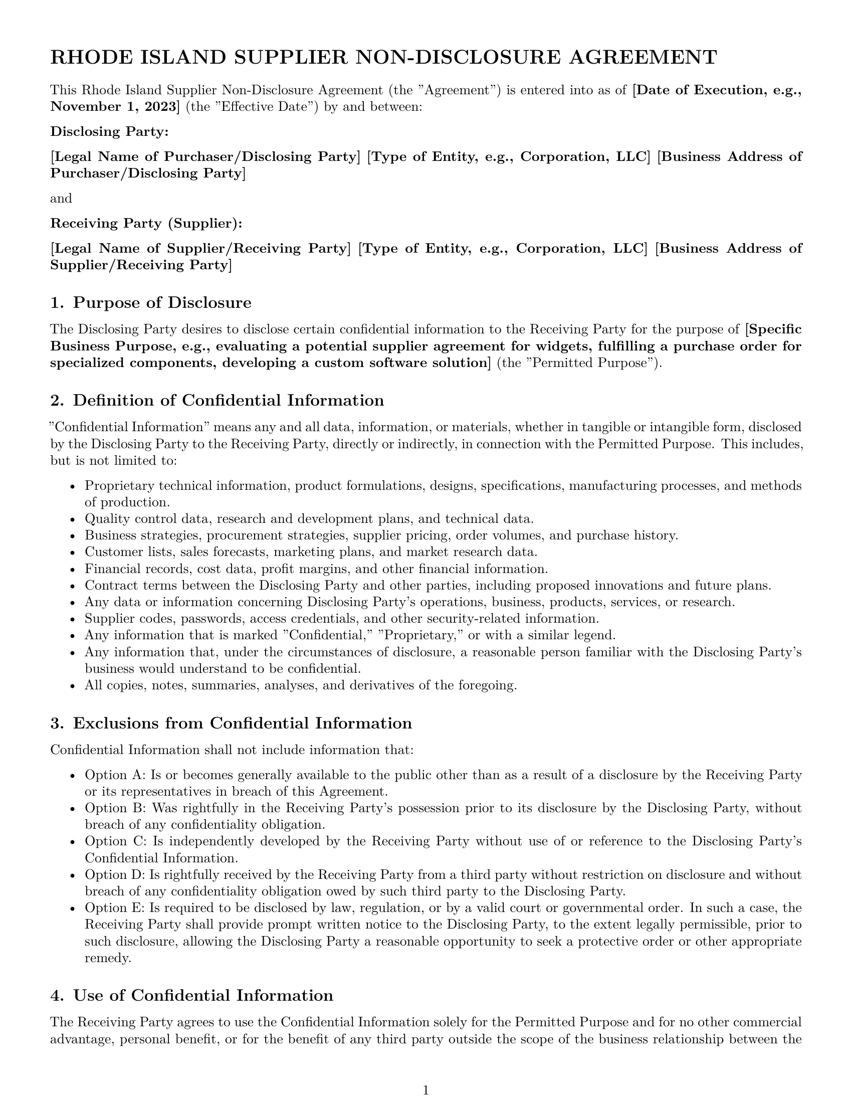 Preview page 1 of Pro Rhode Island supplier nda template