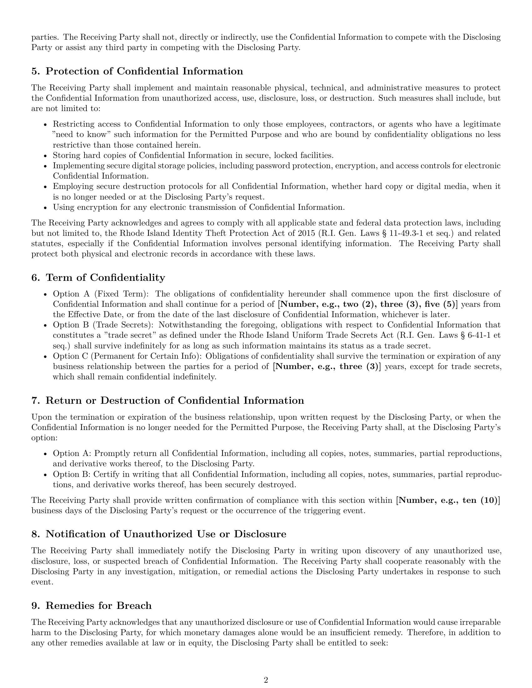 Preview page 2 of Pro Rhode Island supplier nda template