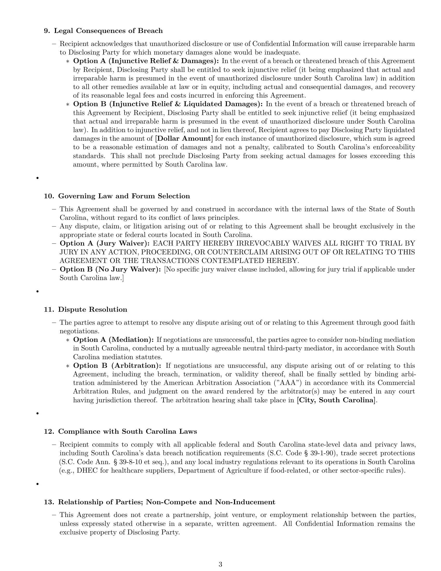 Preview page 3 of Pro South Carolina supplier nda template
