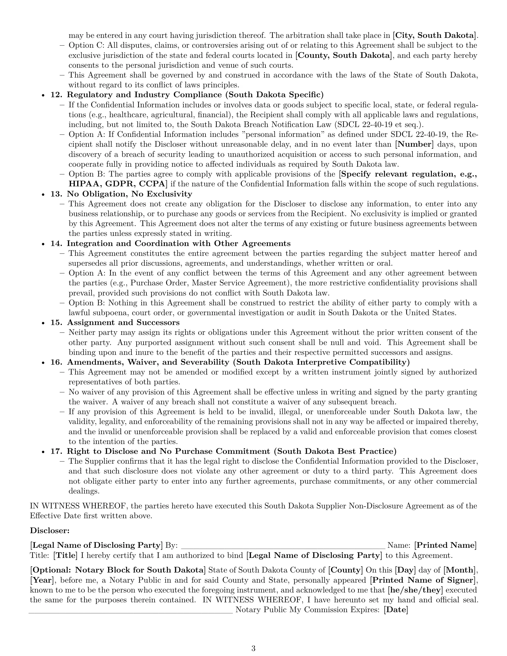 Preview page 3 of Pro South Dakota supplier nda template