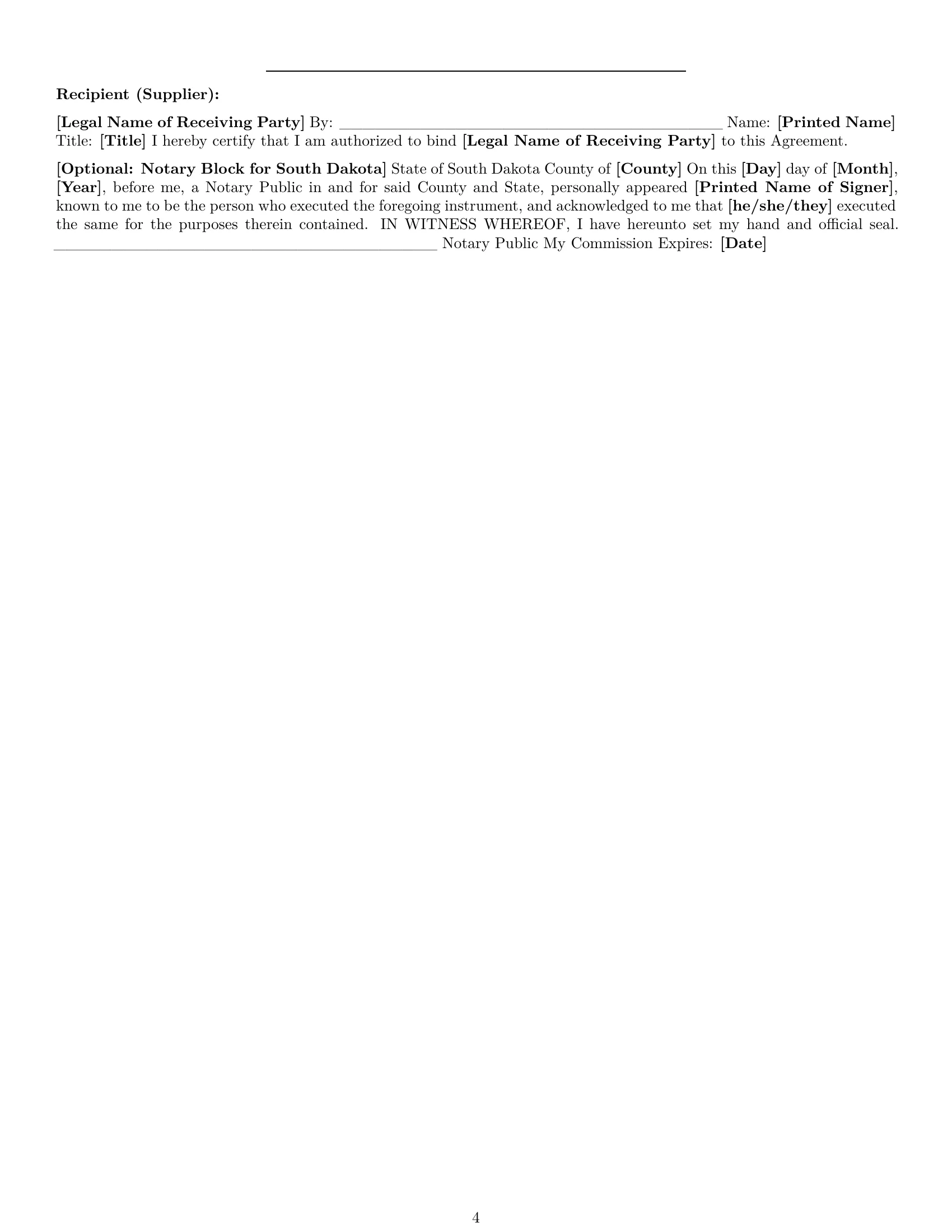 Preview page 4 of Pro South Dakota supplier nda template
