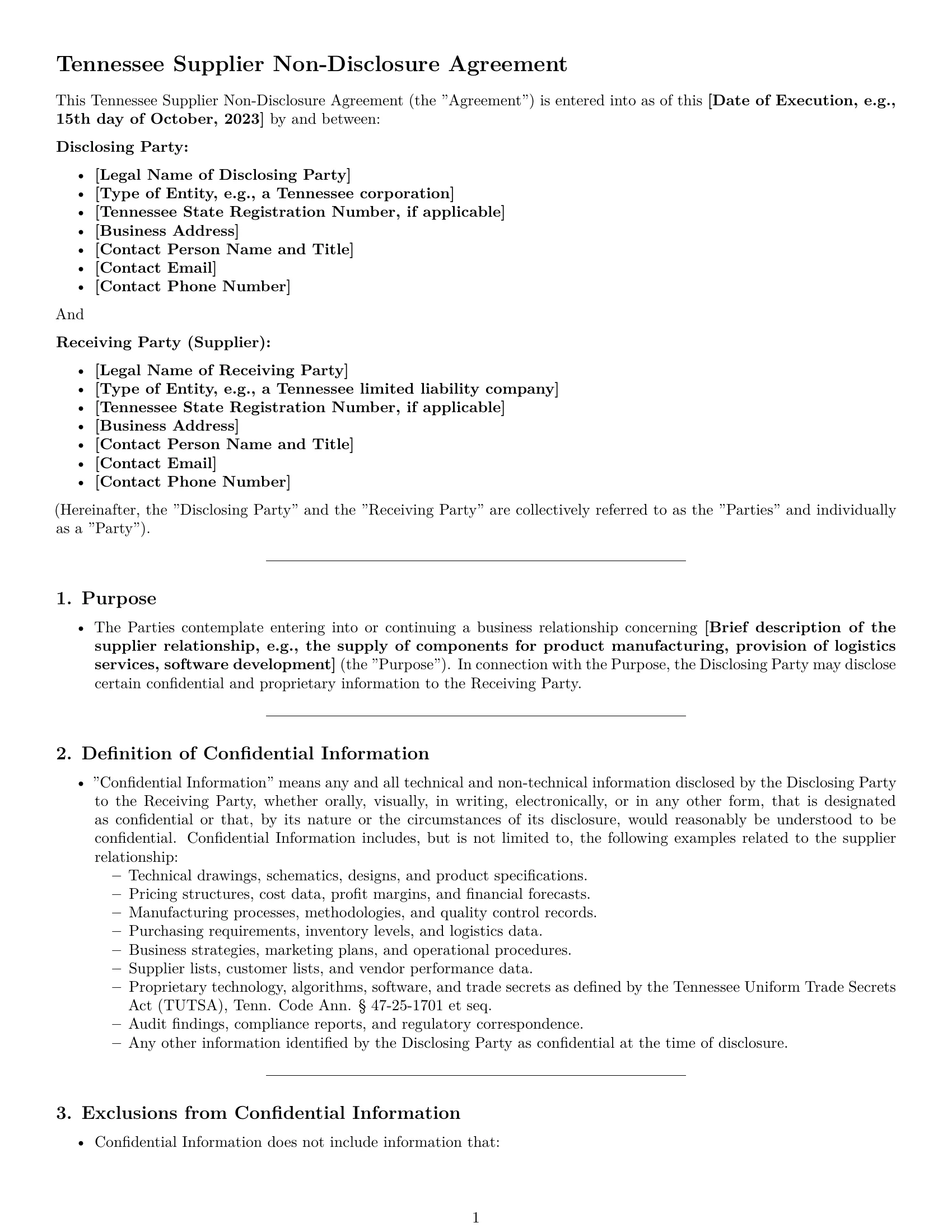 Preview page 1 of Pro Tennessee supplier nda template