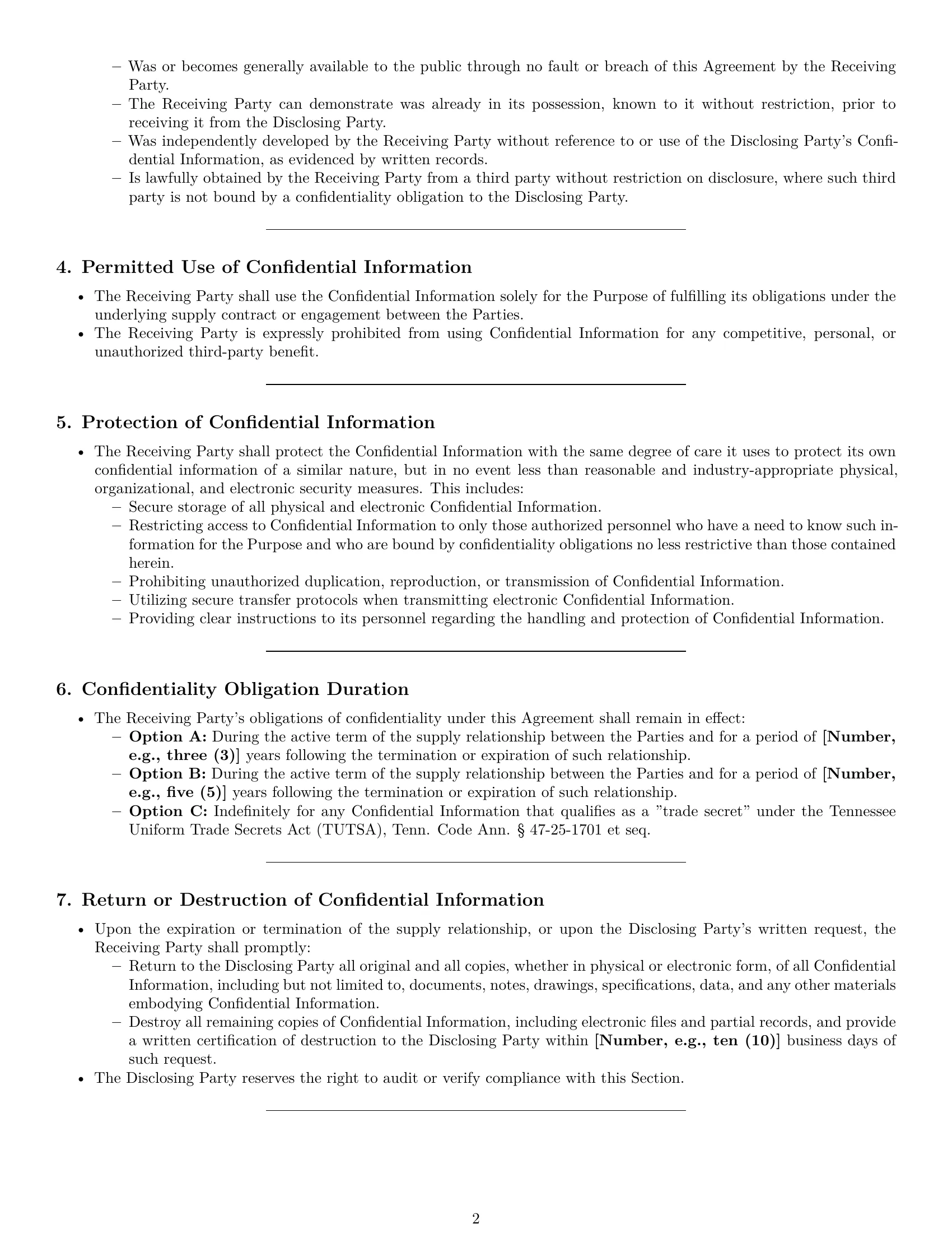 Preview page 2 of Pro Tennessee supplier nda template