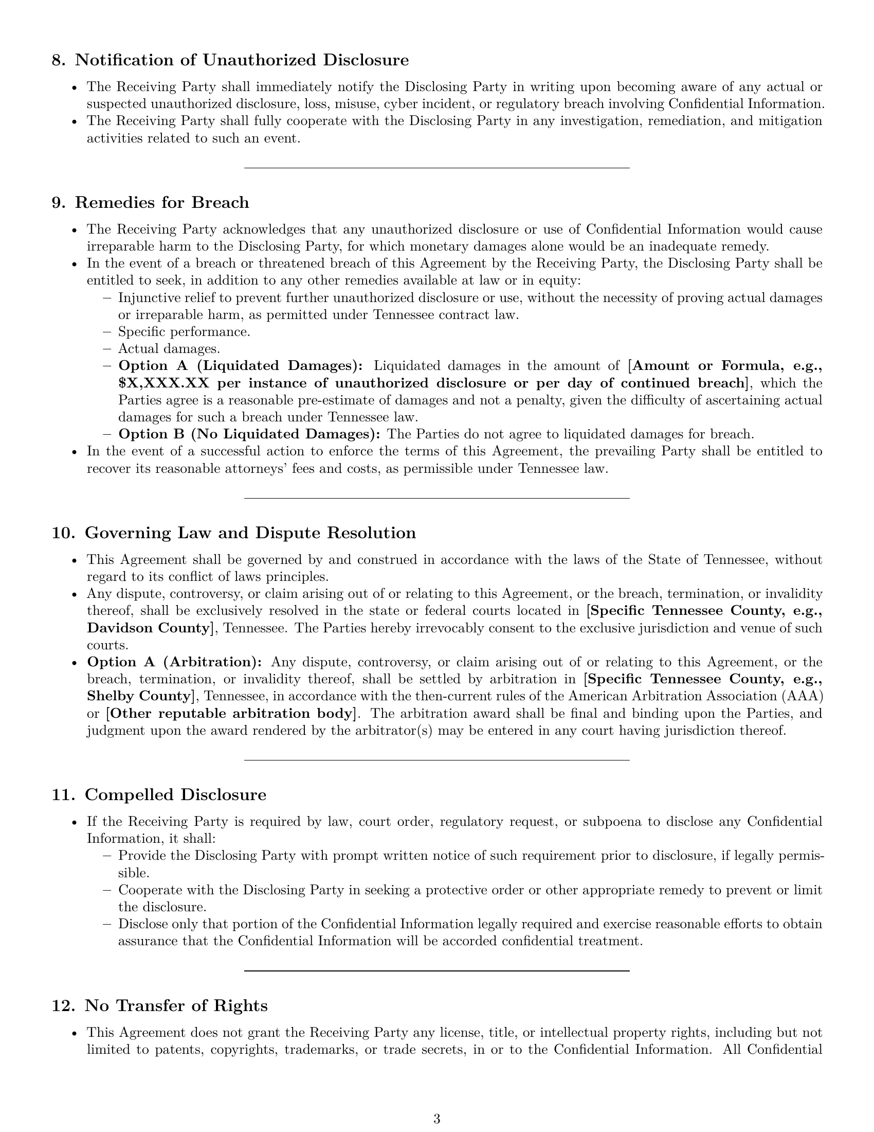 Preview page 3 of Pro Tennessee supplier nda template