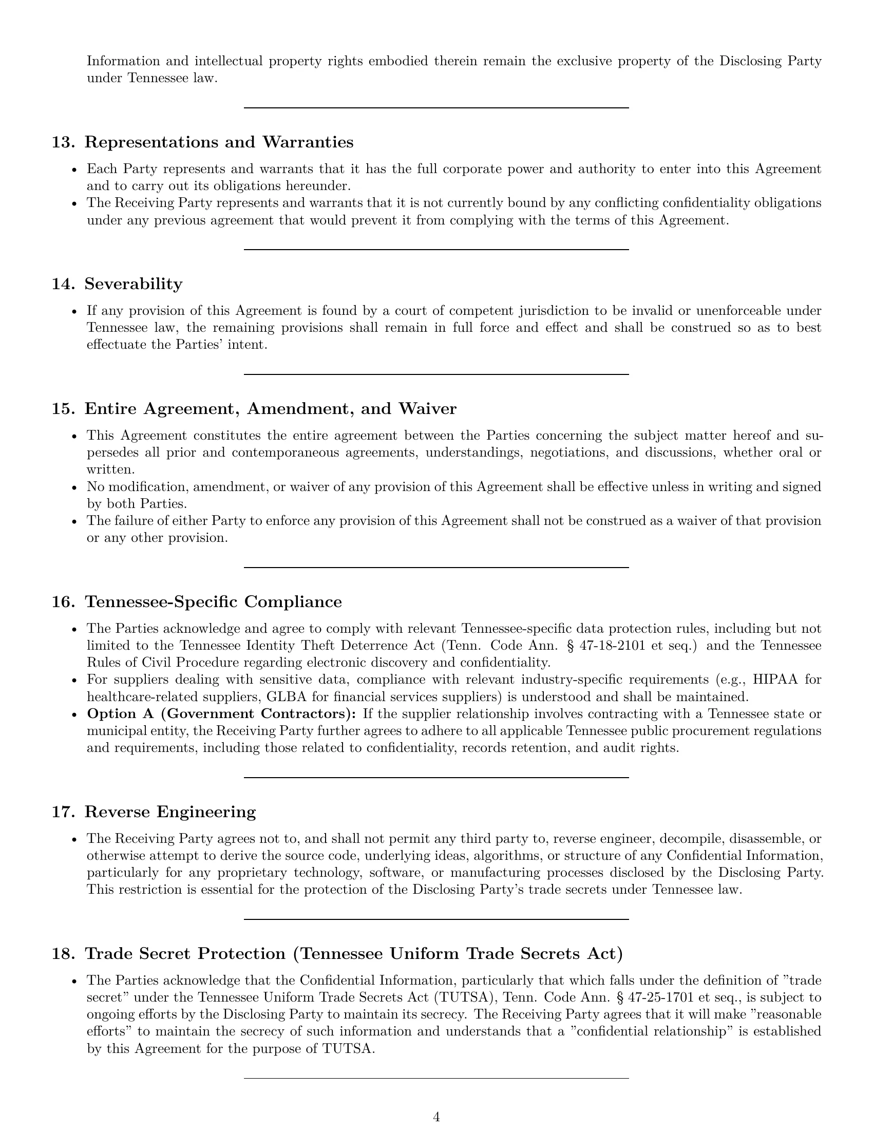 Preview page 4 of Pro Tennessee supplier nda template
