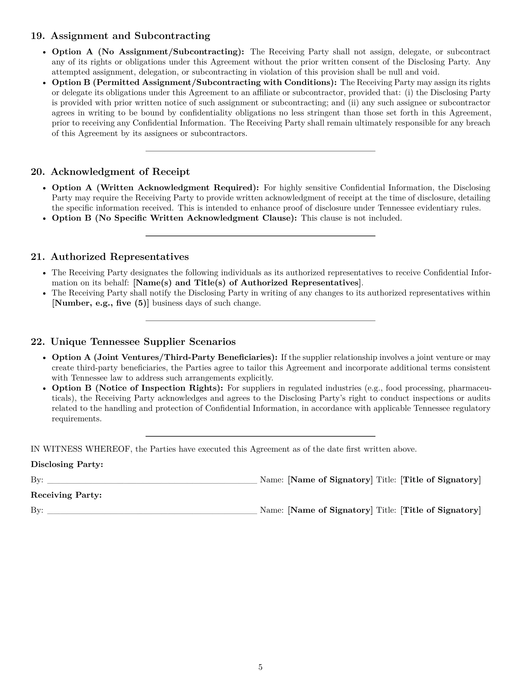 Preview page 5 of Pro Tennessee supplier nda template